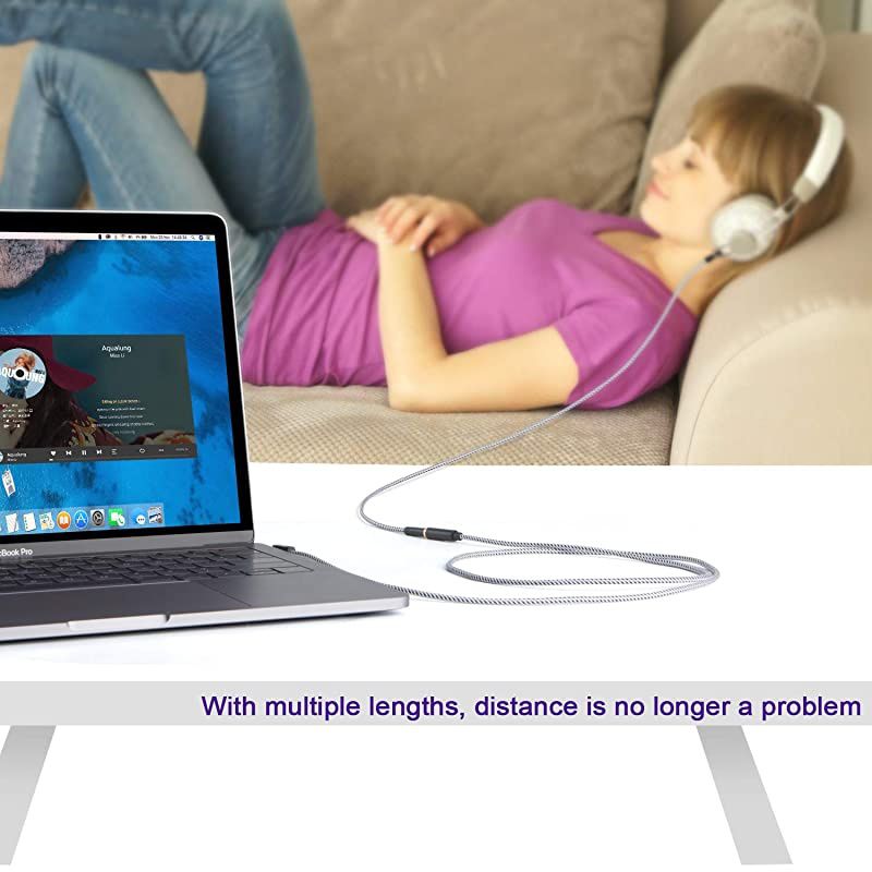 Headphone Extension Cable 35mm Male to Female Stereo Audio Extension Cable90 Degree Right Angle Aux Cable with Gold Plated Connector 15 Feet