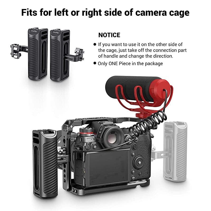 Universal Aluminum Side Handle Grip for DSLR Camera Cage with Cold Shoe Mount Builtin Wrench 14 Threaded Holes HSS2425