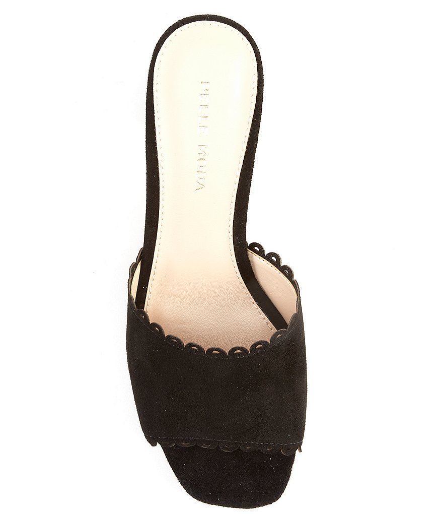 Pelle Moda Rayna Suede Scalloped Block Heel Slides