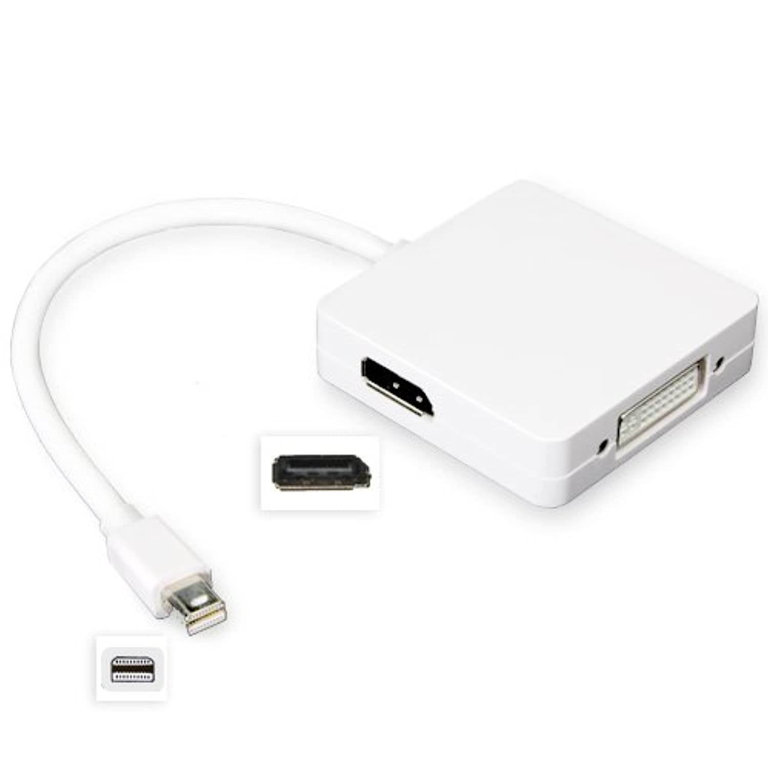 MacBook Air 11" (2011) Plug Adapter, BoxWave [TriConnect Mini DisplayPort Adapter] Converts into DVI, HDMI or DisplayPort for Apple MacBook Air 11" (2011)