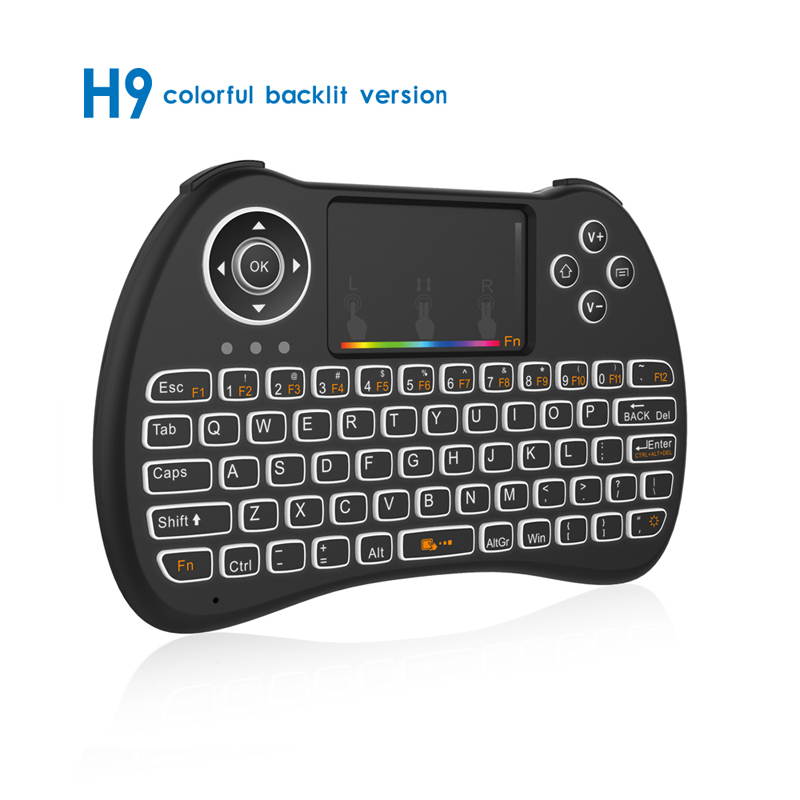 Colorful Backlight Air Mouse Wireless Mini Keyboard with Backlit H9 Remote Control for X92 X96 T95Z Plus M8S Android TV Box