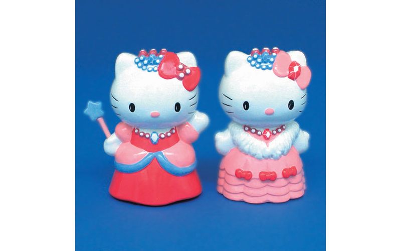 Kurt S. Adler Set of 2 Pink Hello Kitty Dress Up Princess Porcelain Christmas Ornaments