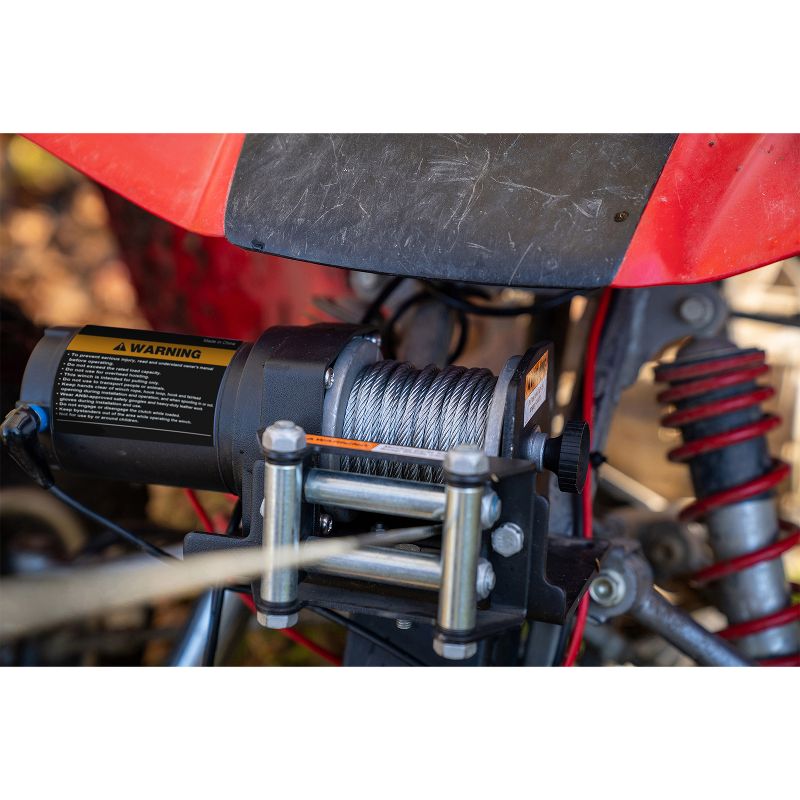 Rockland VMI03 3,500 Pound 12 Volt DC Electric Integrated Winch Kit with Wire Rope and Handlebar Rocker Accessory for ATV Recovery, Shop, and Utility