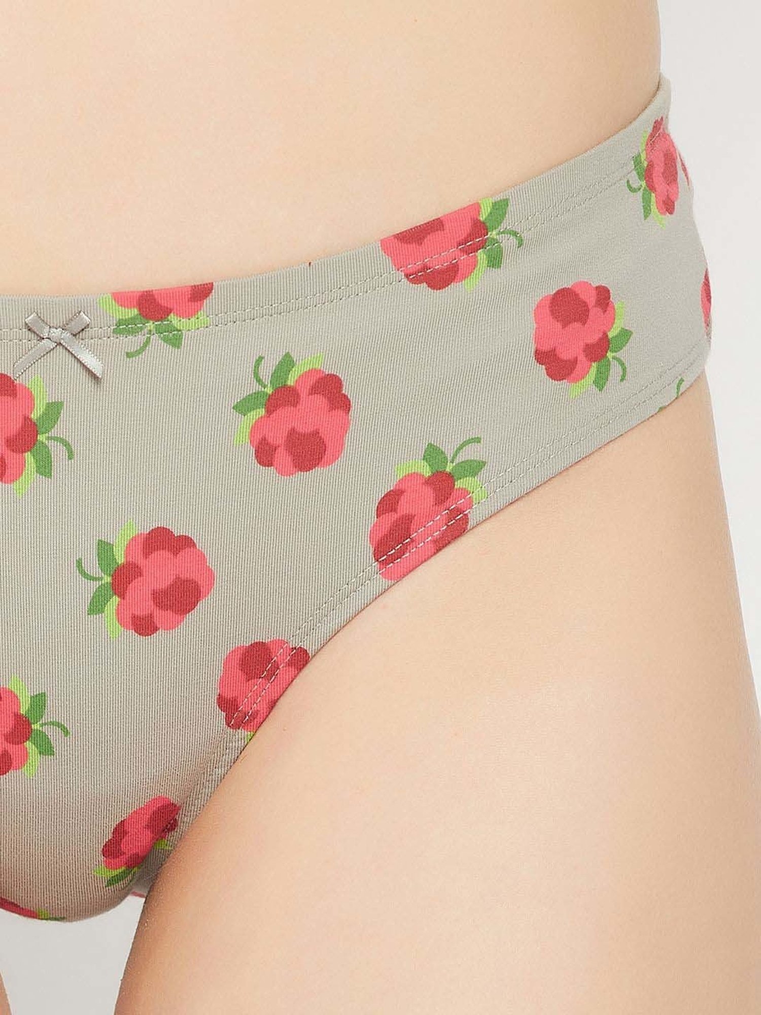 Clovia Purple & Grey Cotton Printed Hipster Panty - Pack Of 3