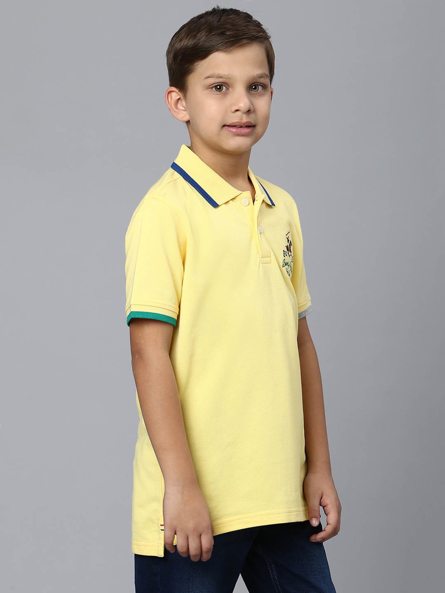 Beverly Hills Polo Club Kids Yellow Solid Polo T-Shirt