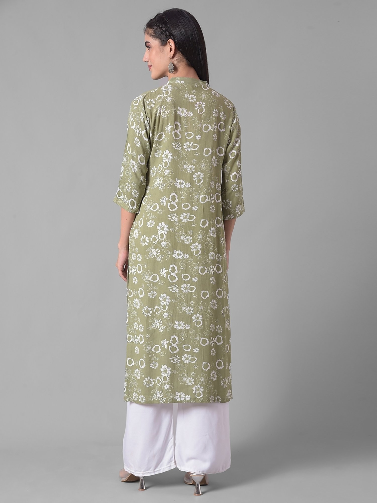 Dollar Missy Green Floral Print Straight Kurta