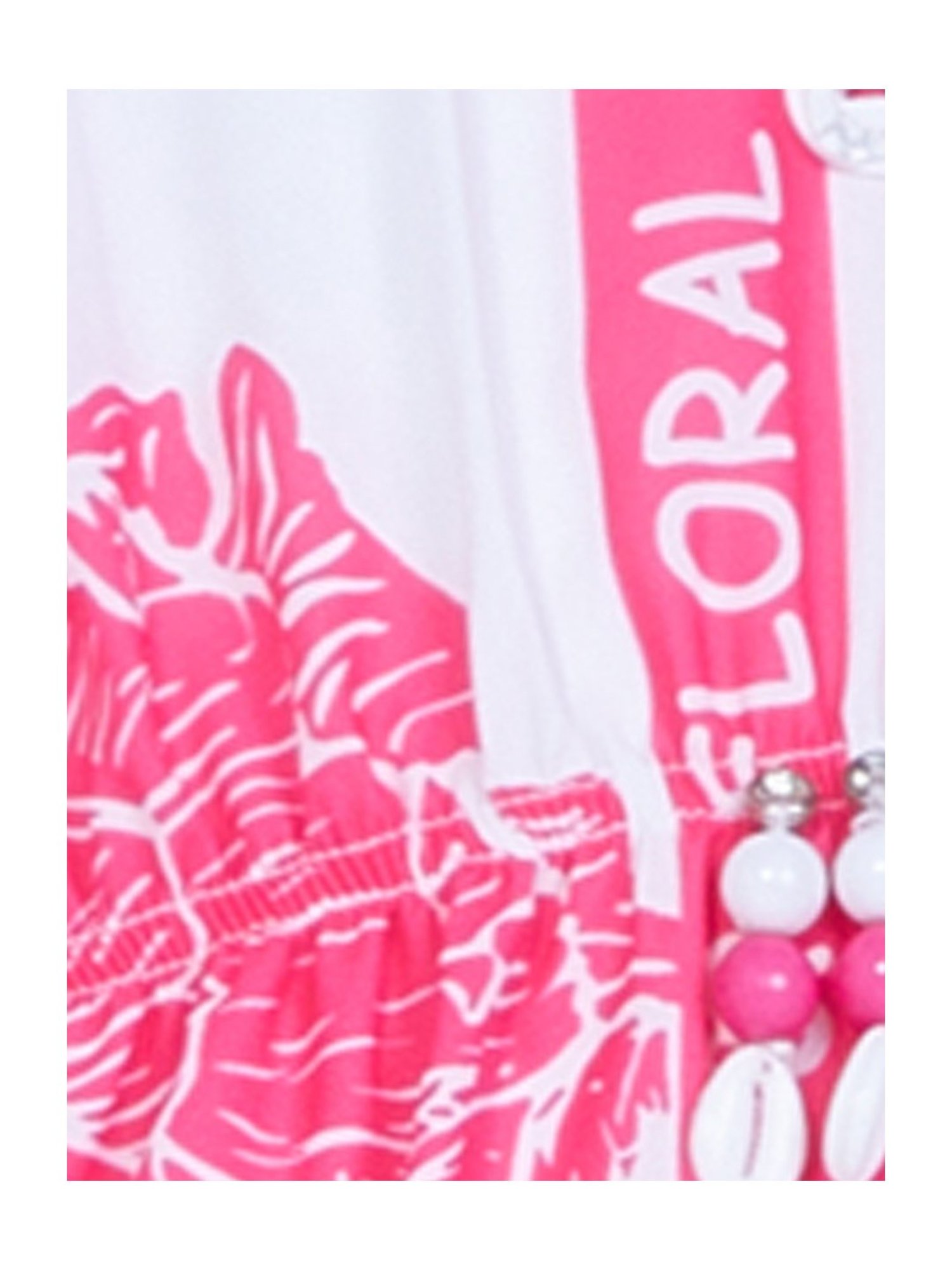 Peppermint Kids Pink & White Printed Kaftan Dress