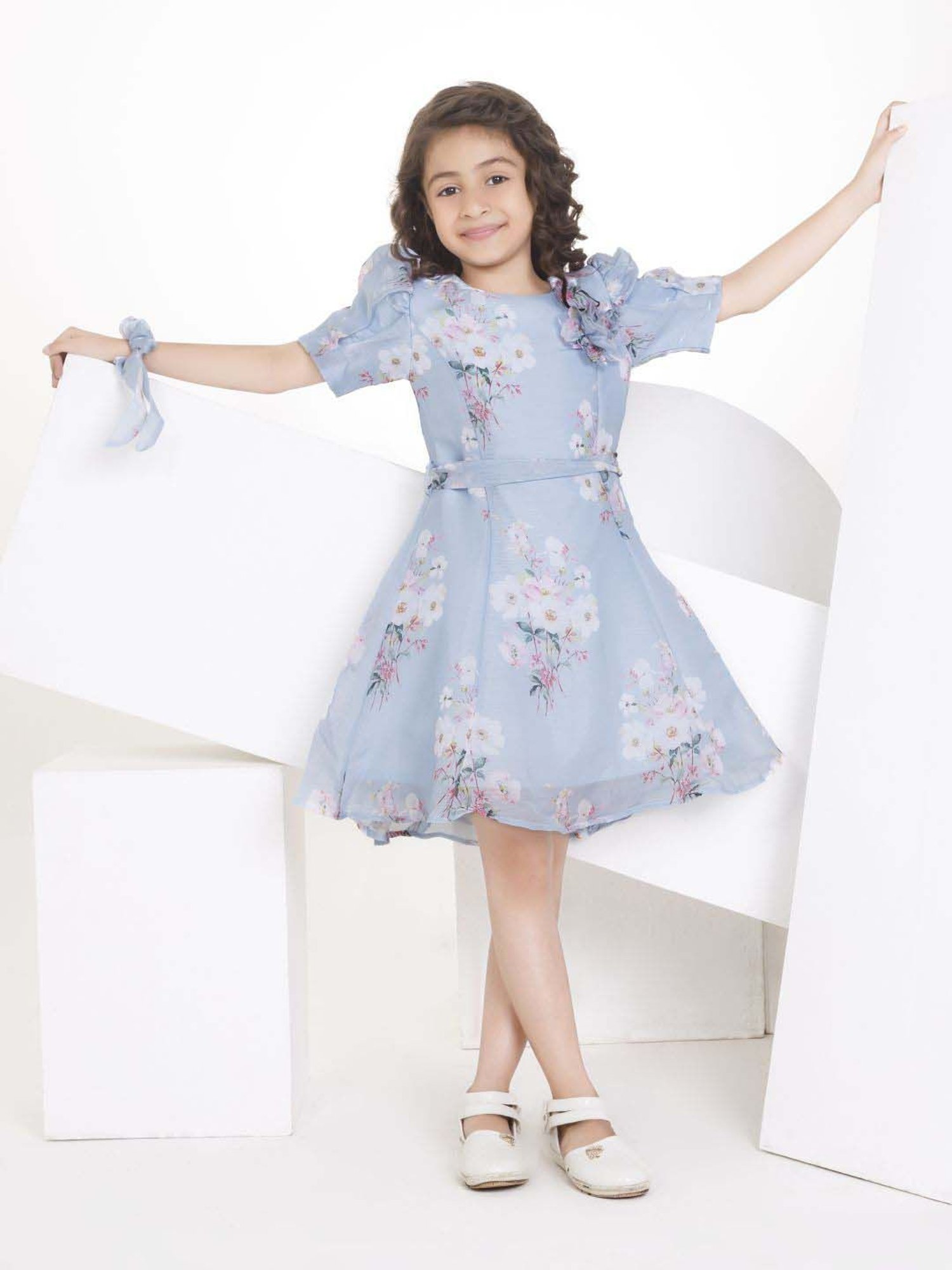 Many Frocks Kids Red Solid Dress