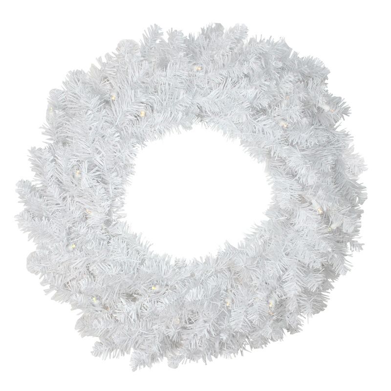 Darice 30" Prelit LED White Artificial Christmas Wreath - Warm Clear Lights