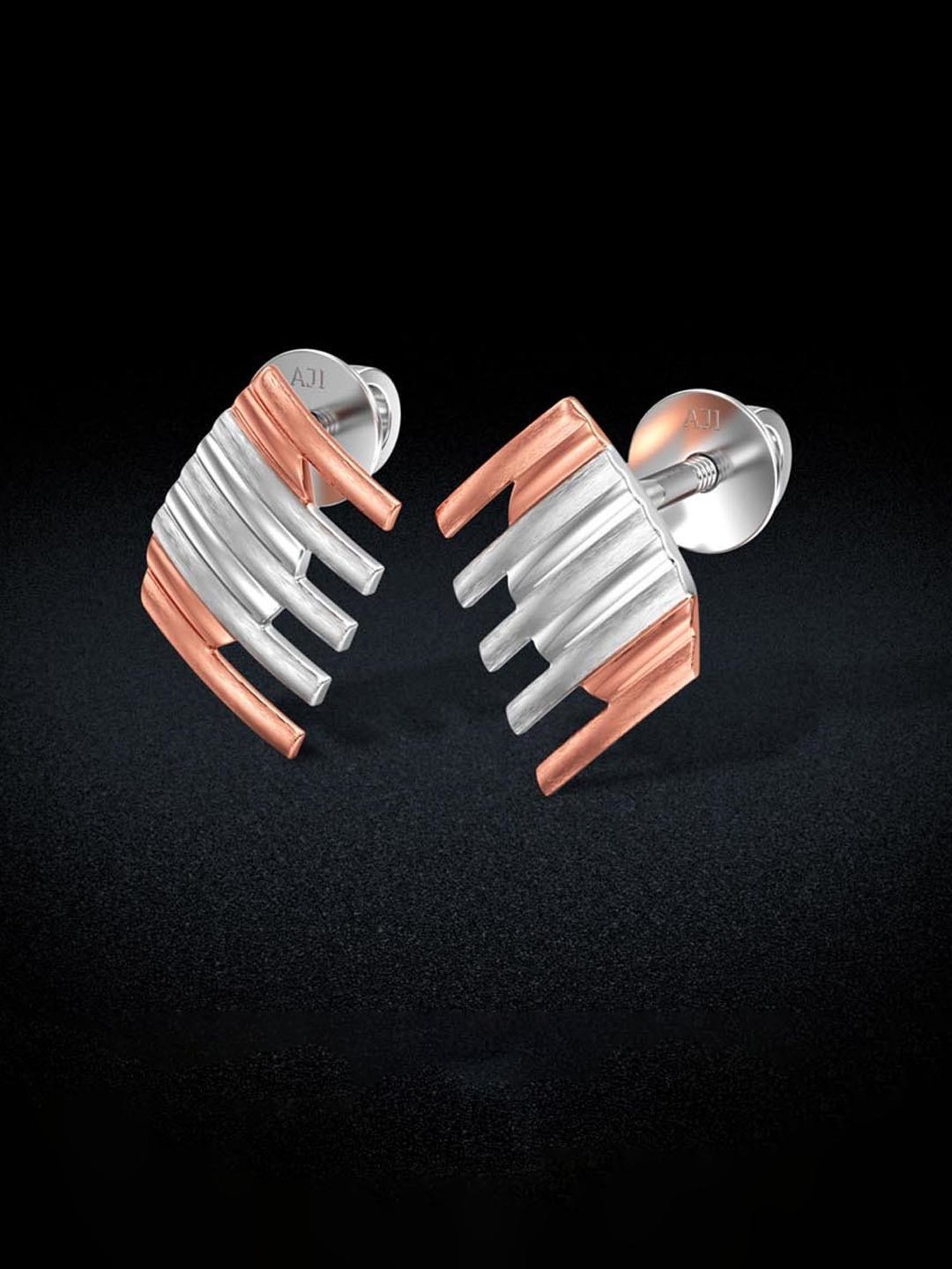 Joyalukkas 950 Platinum Art Deco-Inspired & Rose Gold Earrings