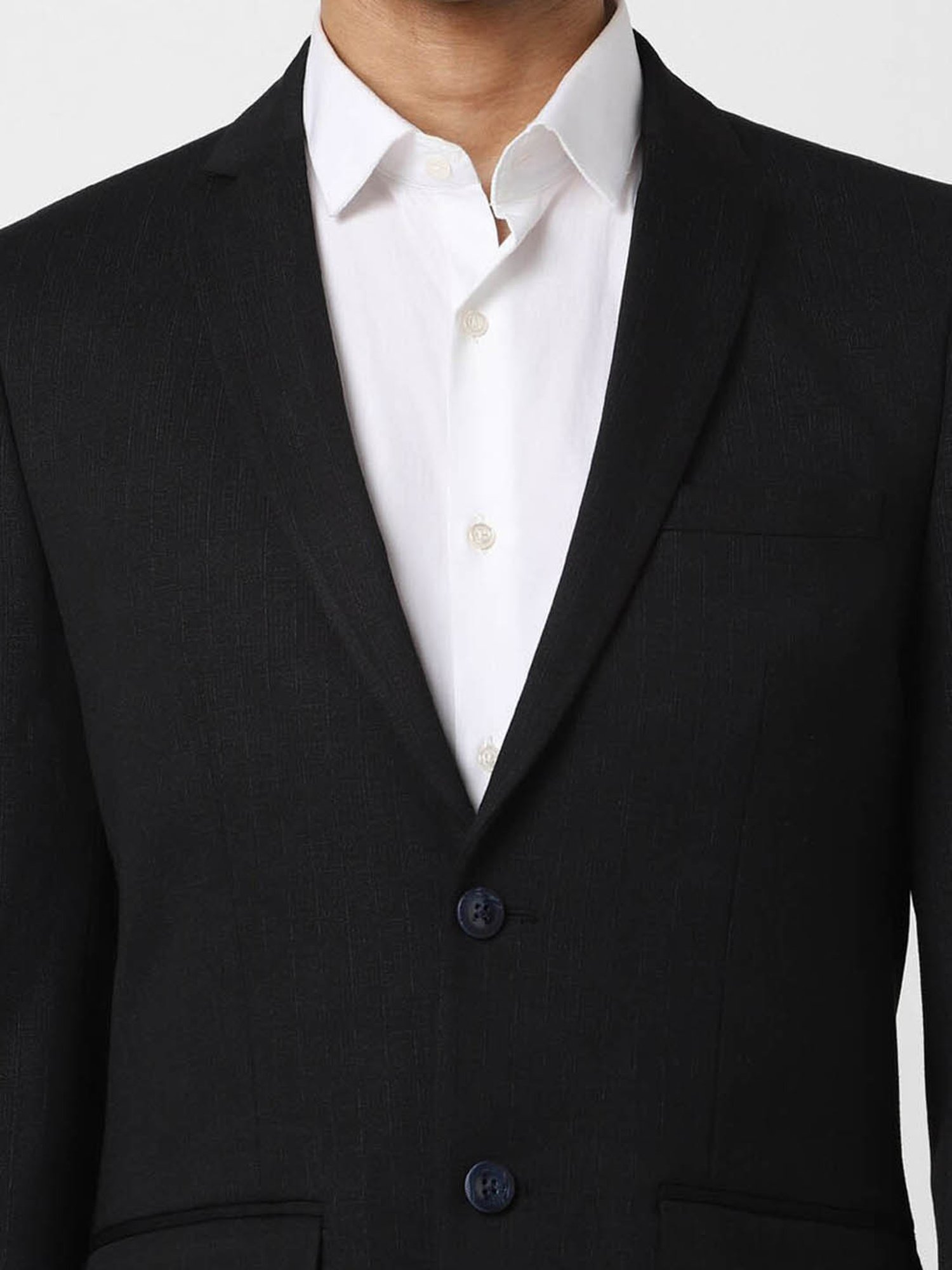 V Dot Black Skinny Fit Blazer