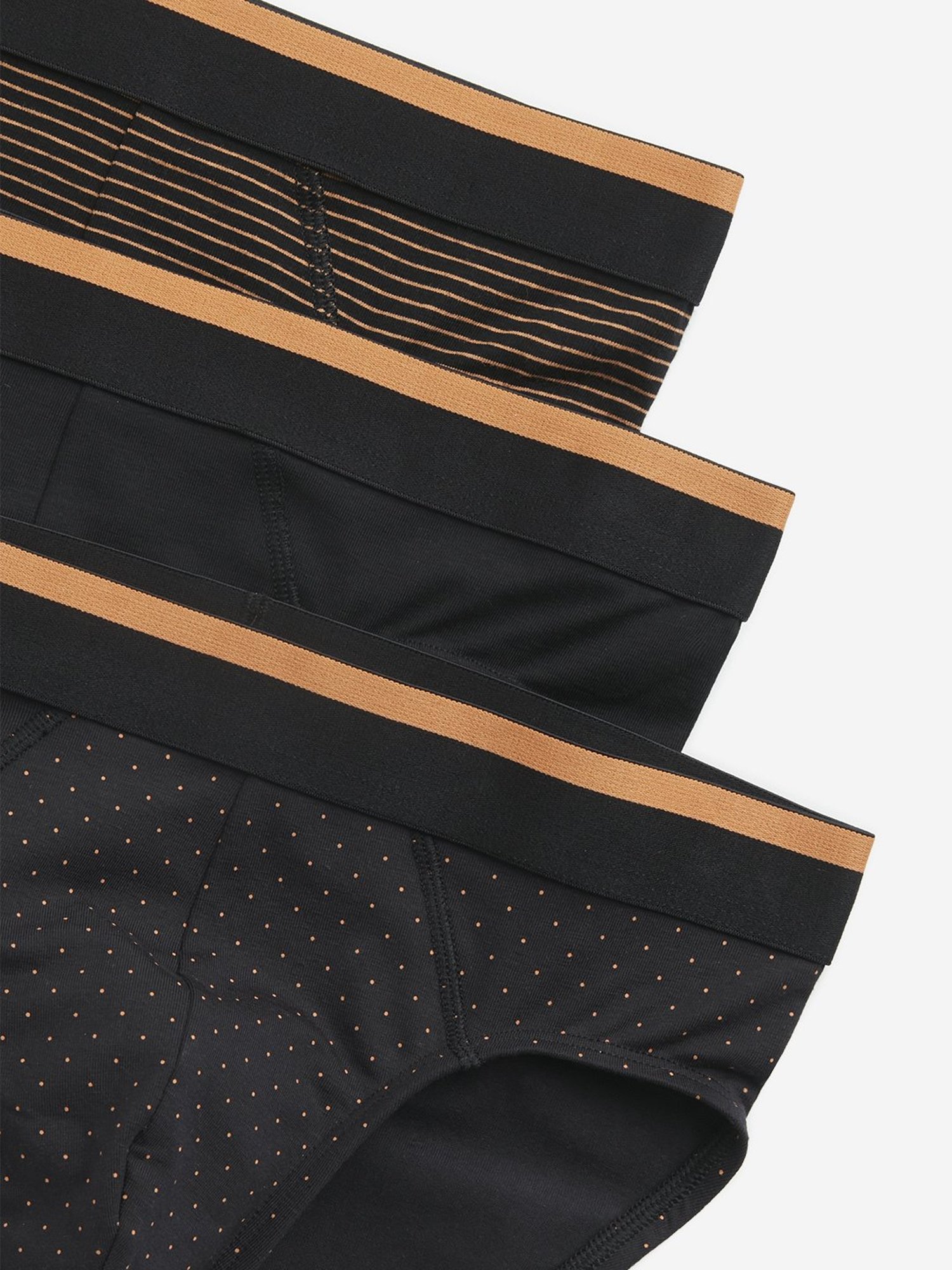 WES Lounge by Westside Orange Printed Cotton Blend Briefs - Pack of 3