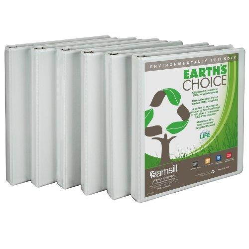 Samsill I08917 Earth's Choice View 1/2" Round 3-Ring Binder, White, 6/Pack