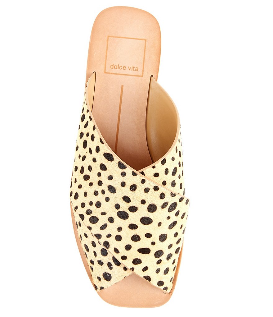 Dolce Vita Capri Leopard Print Calf Hair Cross Band Platform Slides