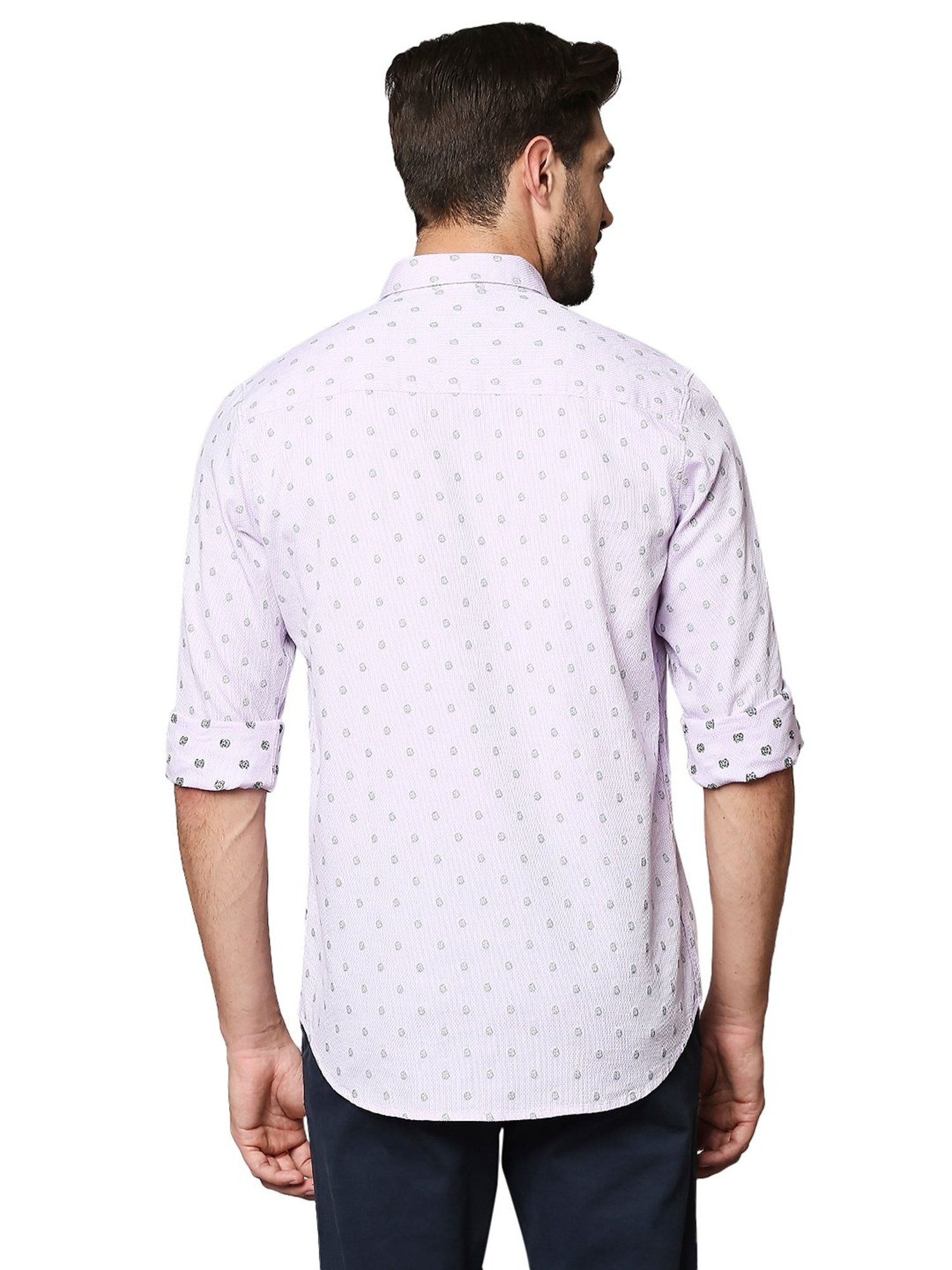 Raymond Light Purple Regular Fit Printed Shirt