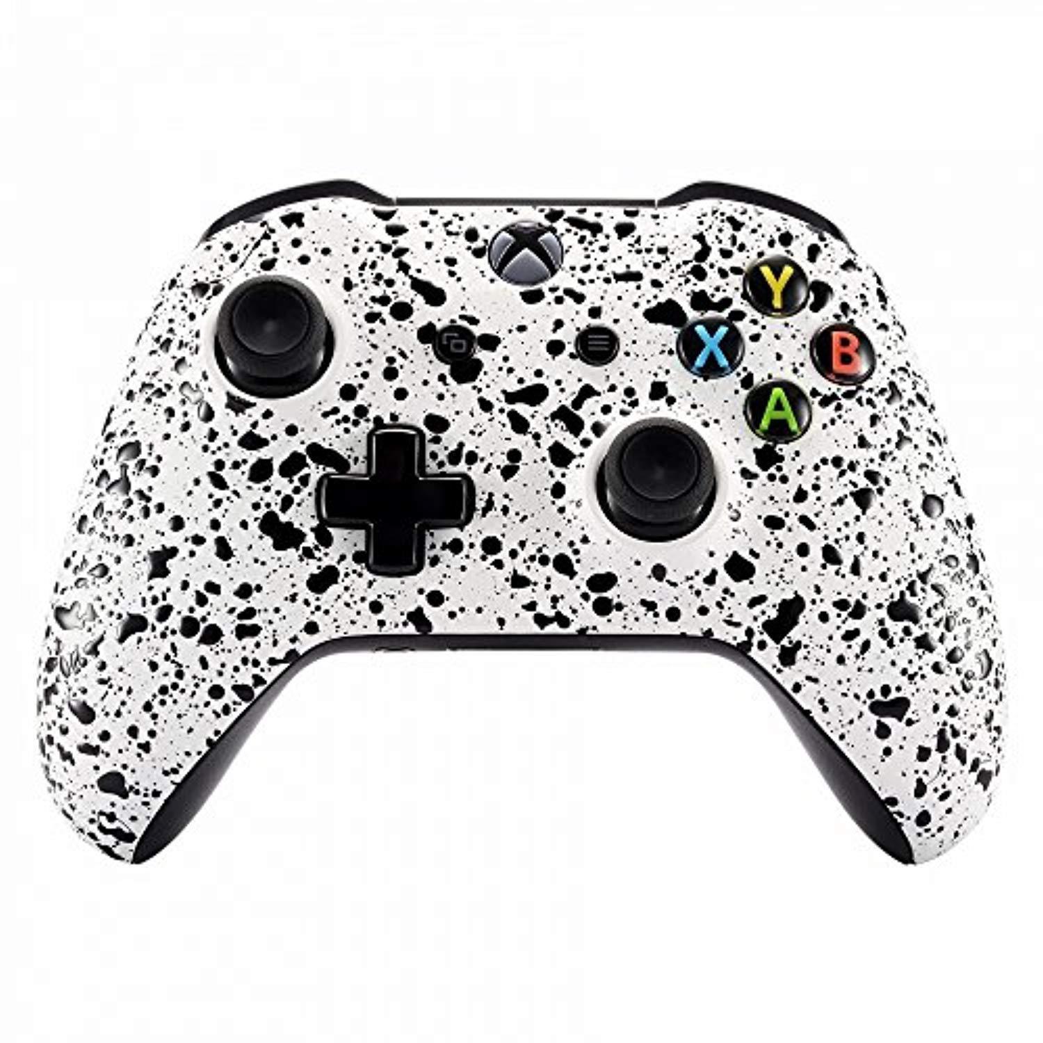 extremerate textured white faceplate cover, 3d splashing front housing shell case, comfortable non-slip replacement kit for xbo