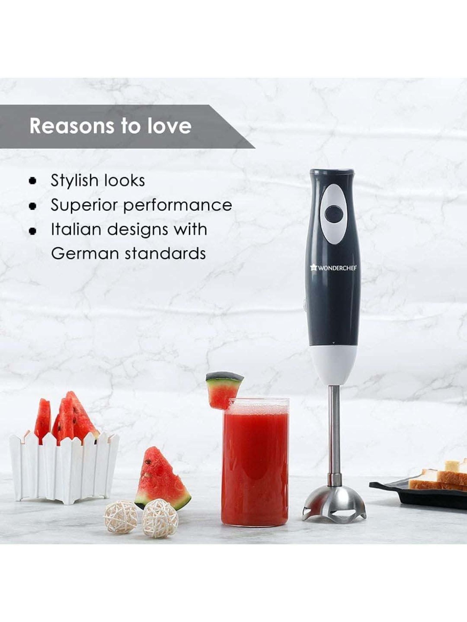 Wonderchef Ultima Plus 300W Electric Hand Blender with Sharp Anti Rust Stainless Steel Blade (Black)