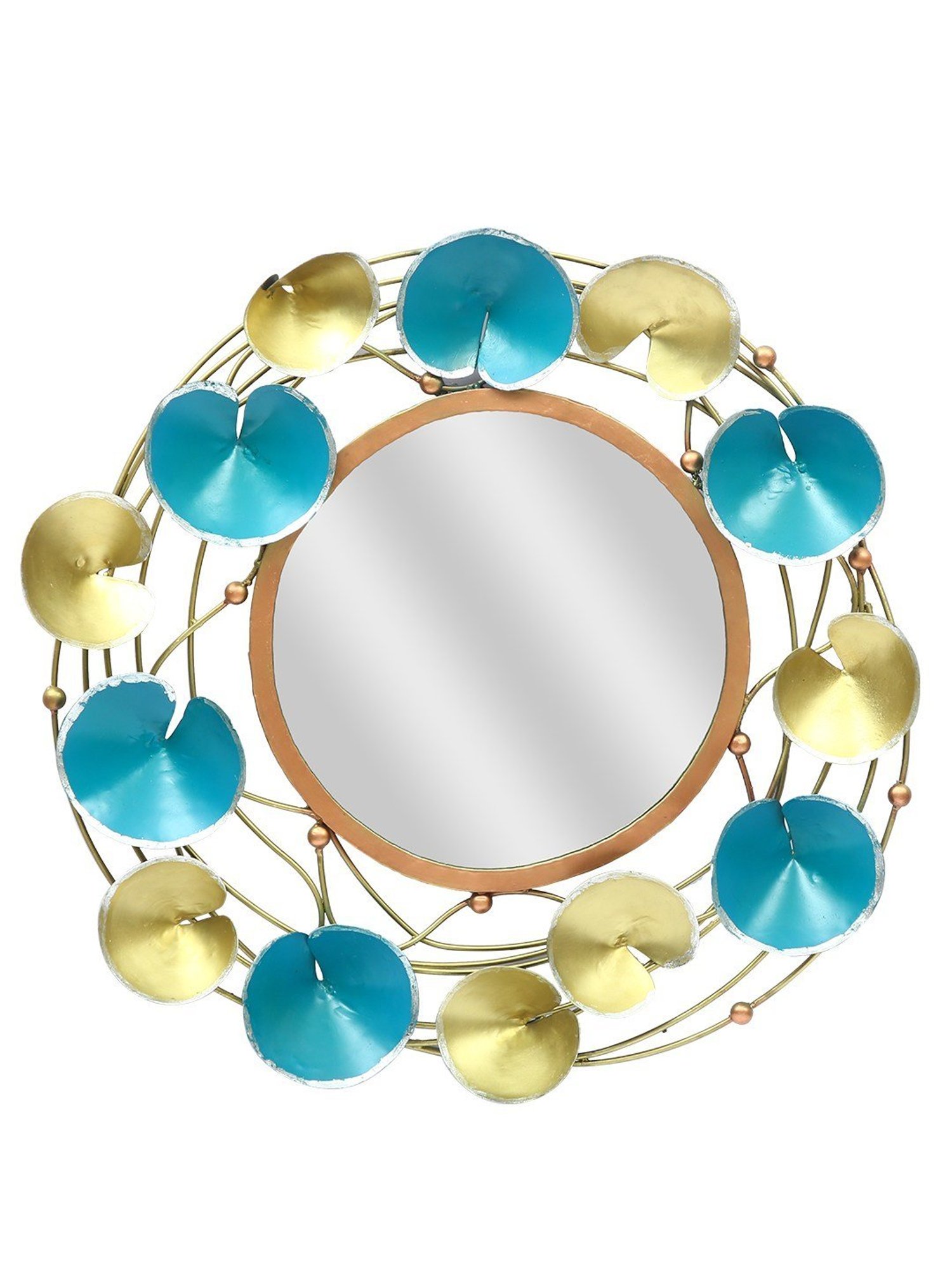 Aapno Rajasthan Gold & Green Metal Wall Mirror