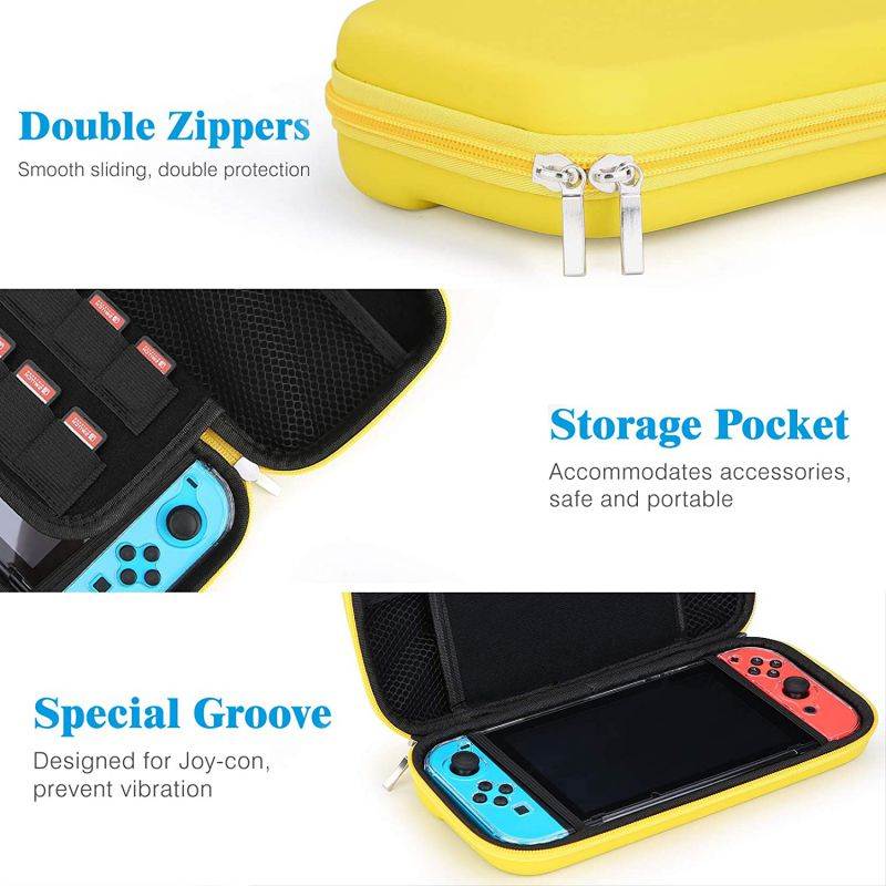 HEYSTOP Switch Carrying Case for Nintendo Switch Case with Screen Protector, 9 in 1 Nintendo Switch Accessories Kit and 6 Pcs Thumb Grip, Nintendo Switch Protective Case