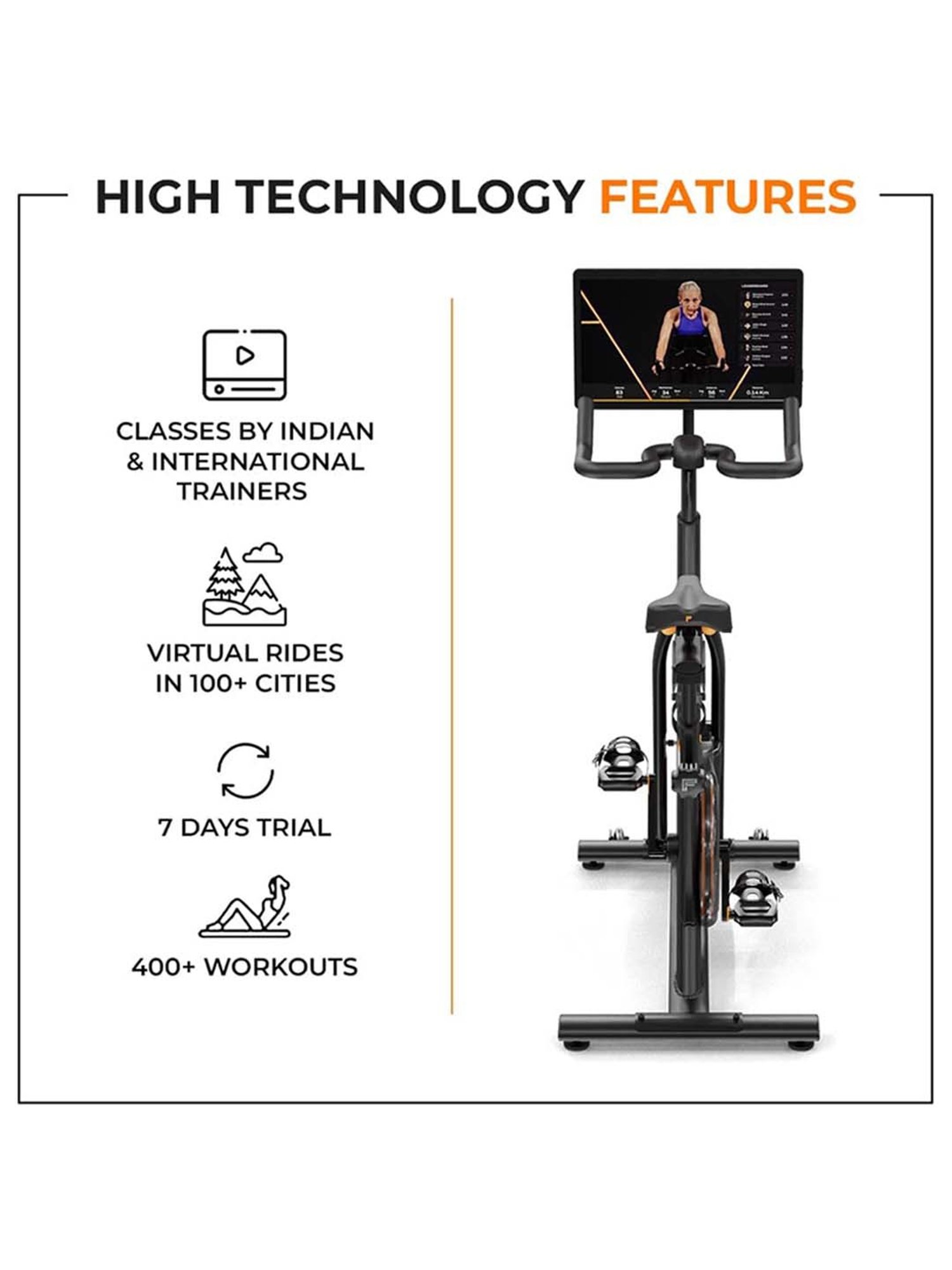 Flexnest Flexbike Plus Bluetooth Spin Bike Exercise Cycle for Home Gym Workout
