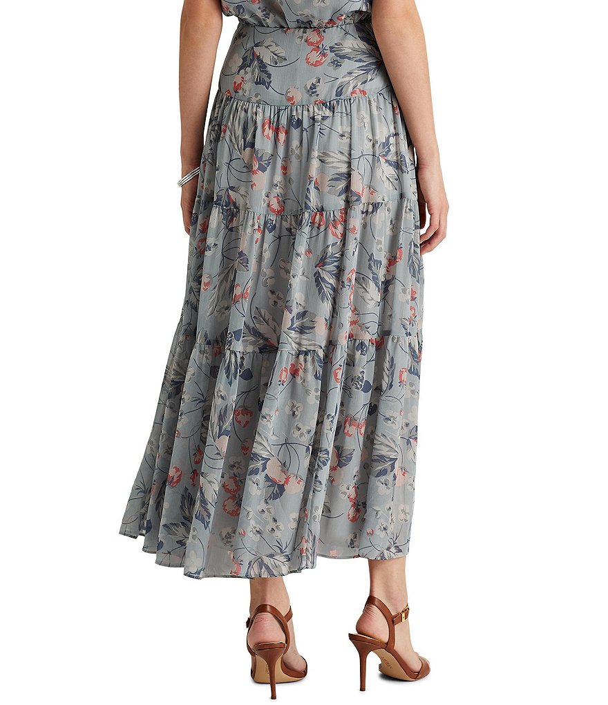 Lauren Ralph Lauren Floral Print Georgette Peasant A-Line Skirt