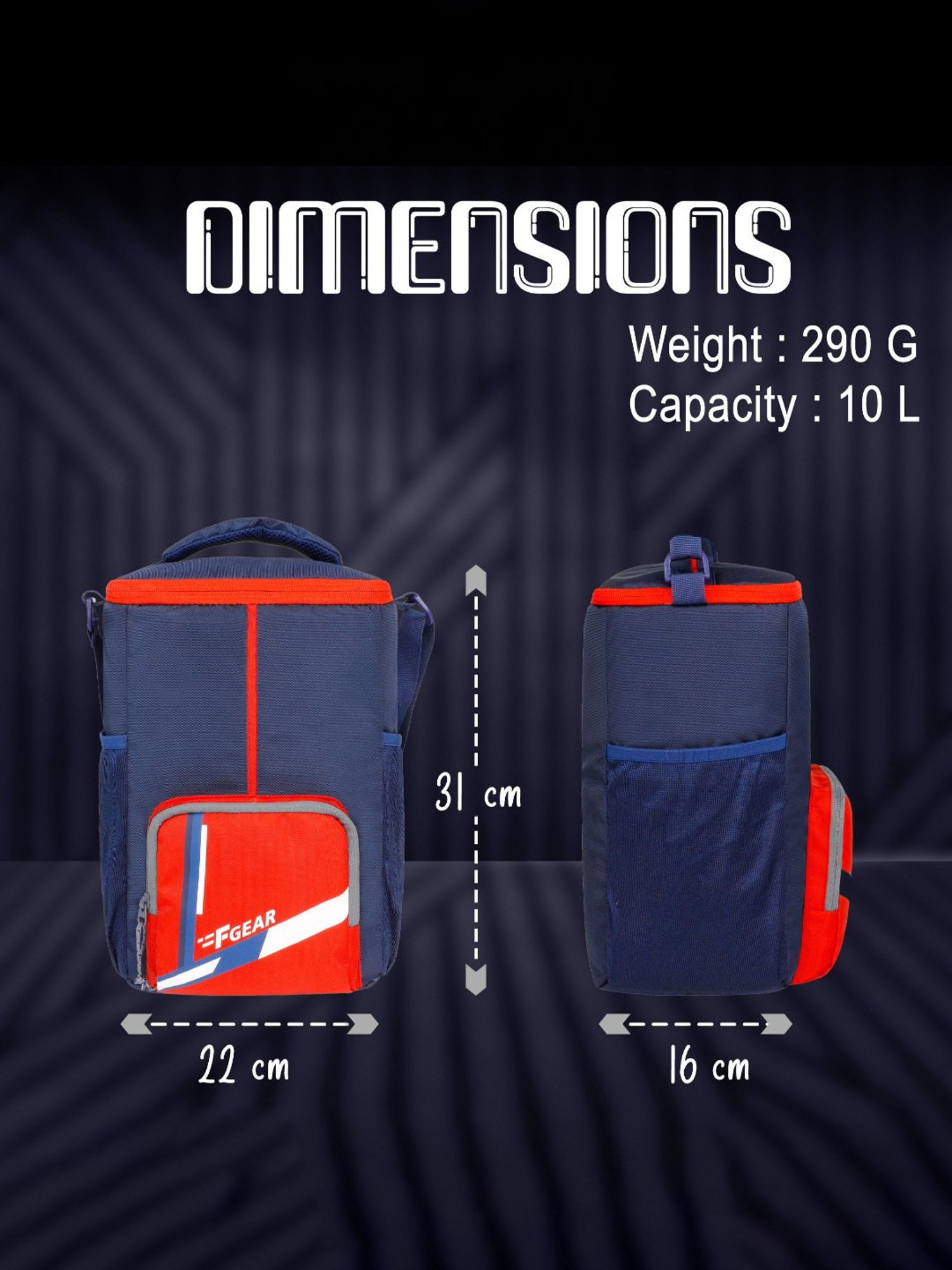 F Gear Ramen Navy Red Medium Lunch Bag