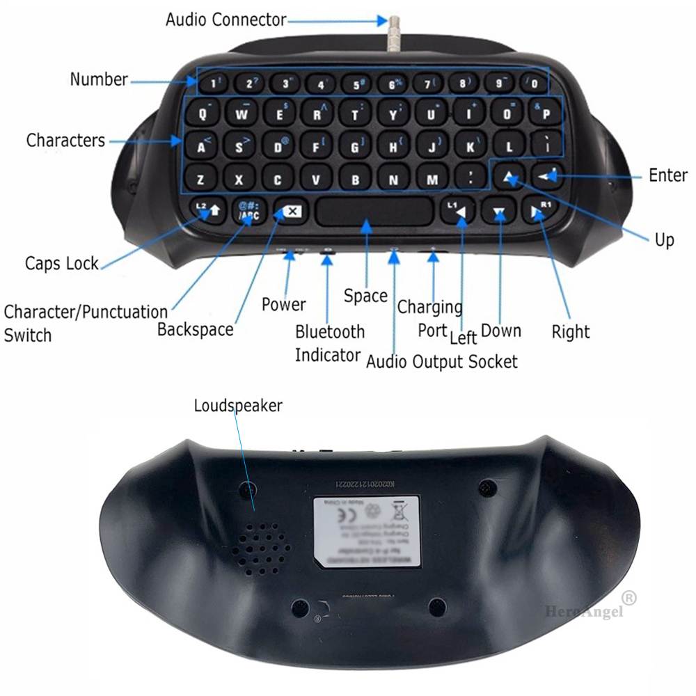PS4 Keyboard, Mini Wireless Bluetooth Gaming Keyboard Chatpad for PS4 Controller