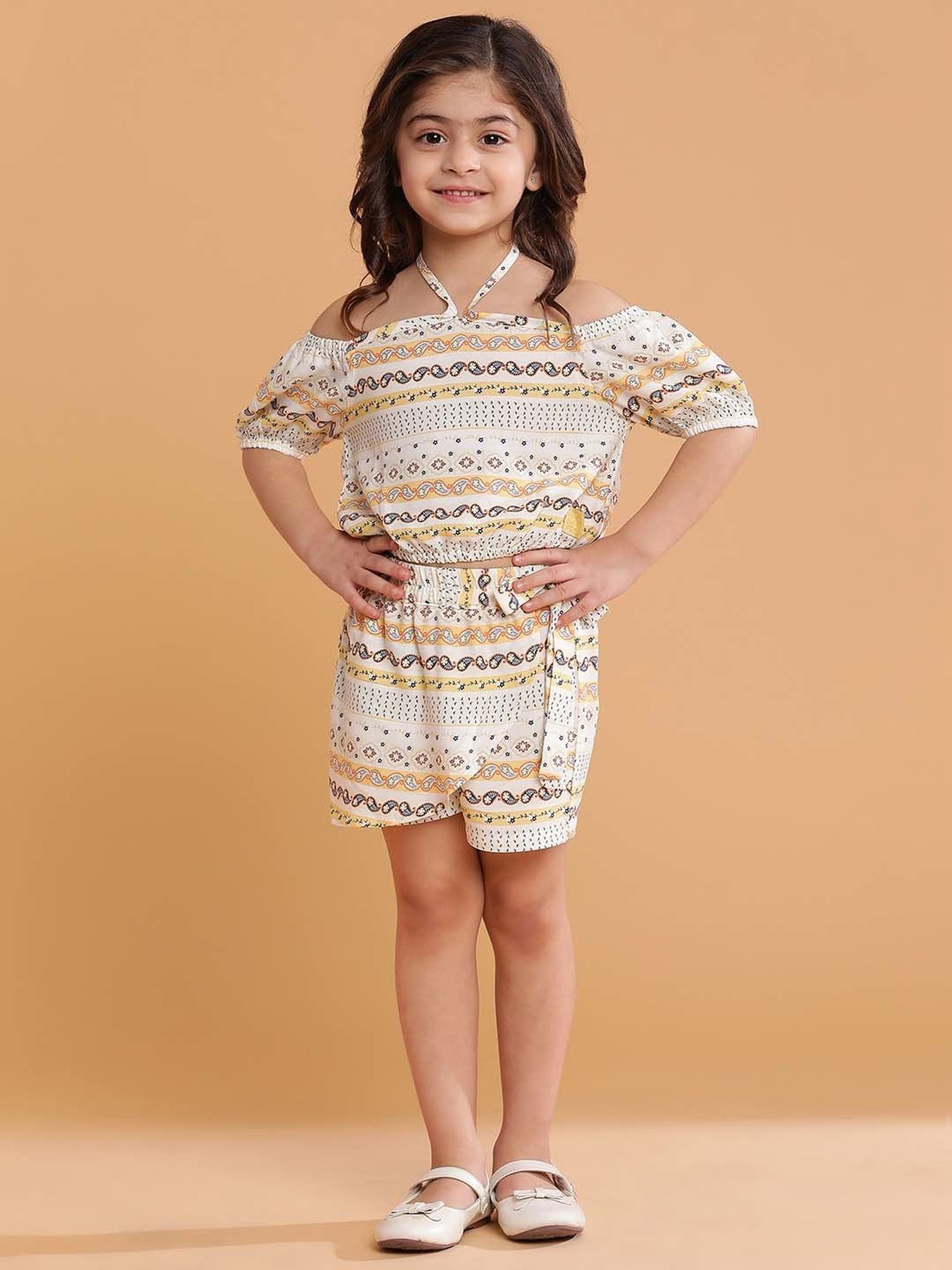 Mothercare Kids White & Yellow Cotton Printed Top Set