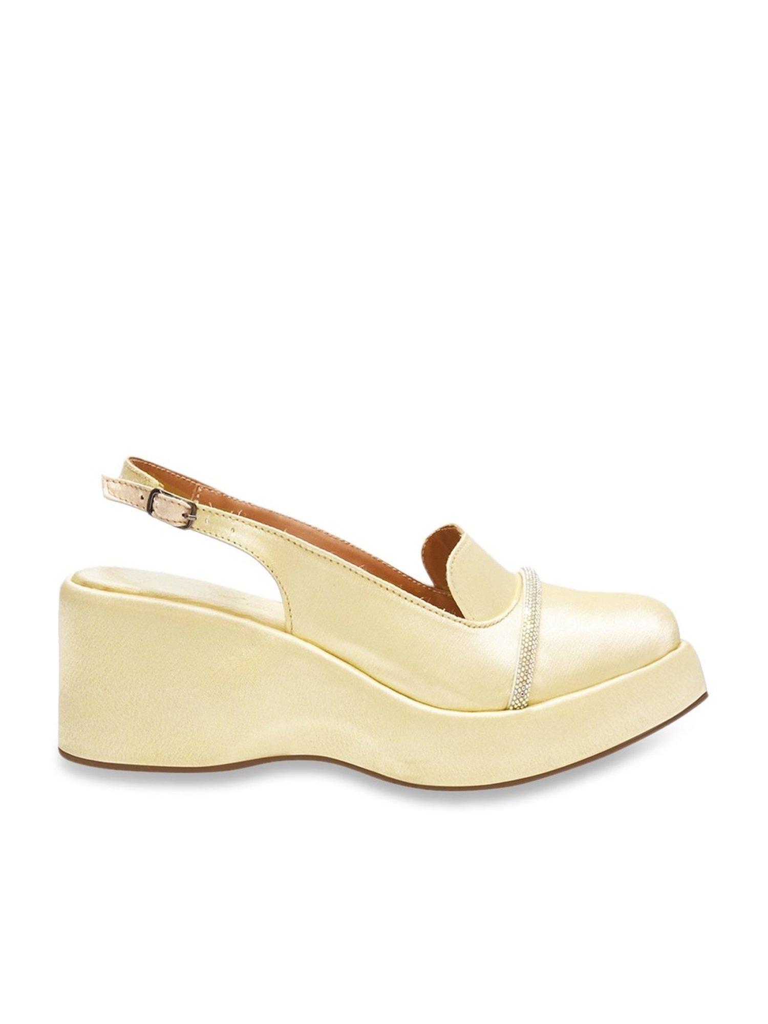 Shoetopia Women's Golden Back Strap Wedges