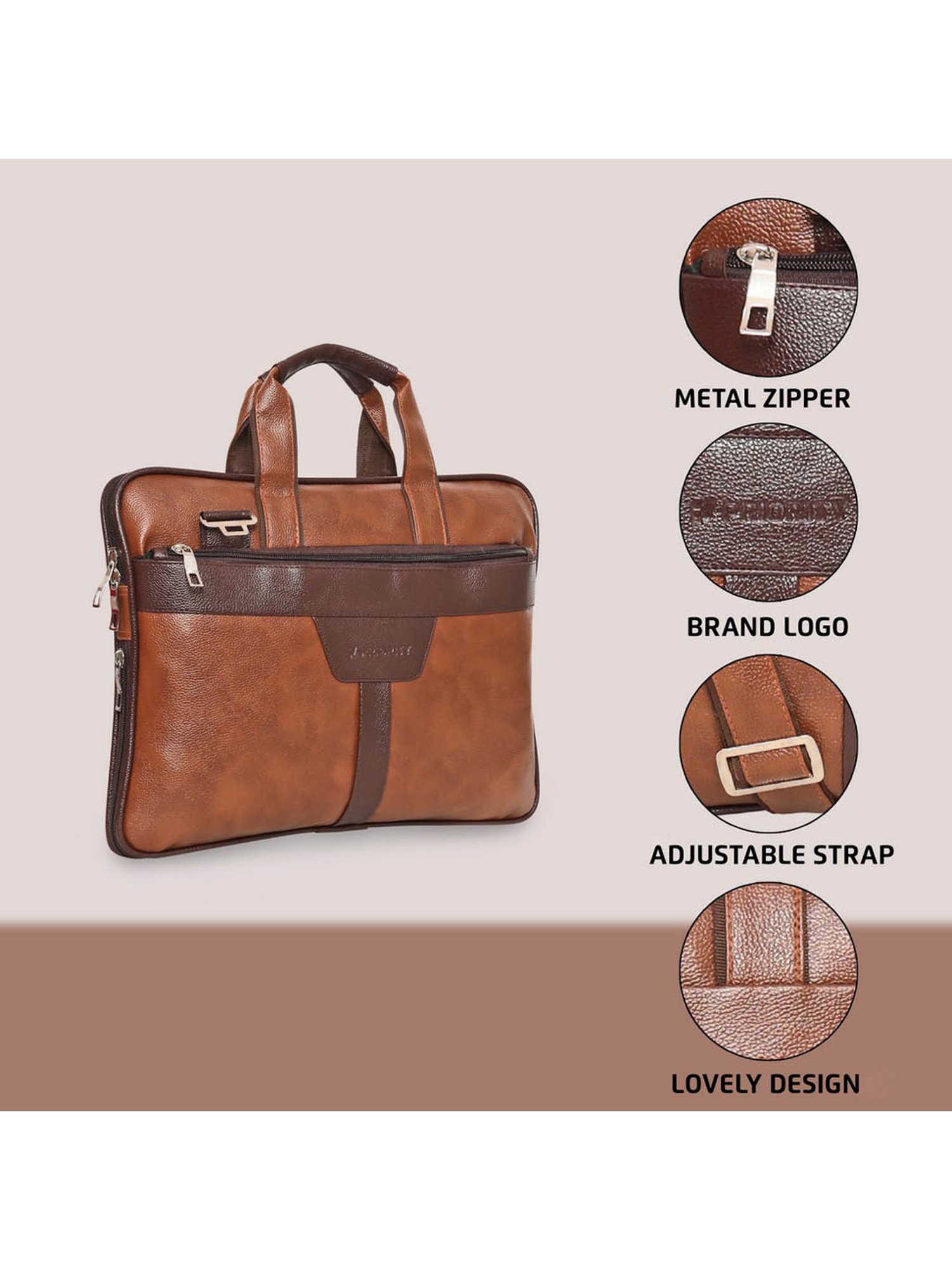 Priority Tan Synthetic Large Messenger Bag