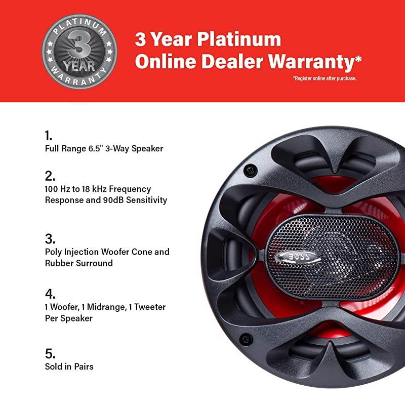 CH6530 Car Speakers - 300 Watts of Power Per Pair and 150 Watts Each, 6.5 Inch, Full Range, 3 Way, Sold in Pairs