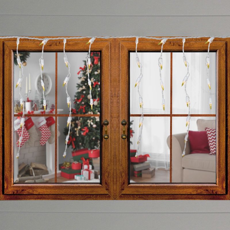 Brite Star Set of 100 Yellow Mini Icicle Christmas Lights - 7.8ft White Wire