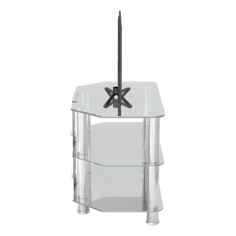 32" TV Stand with Cable Management - Silver/Clear