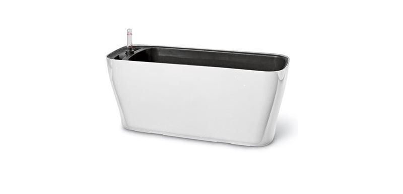 HC Companies heavy duty 24-Inch Width Deck Rail Box Planter, White w/ plugs