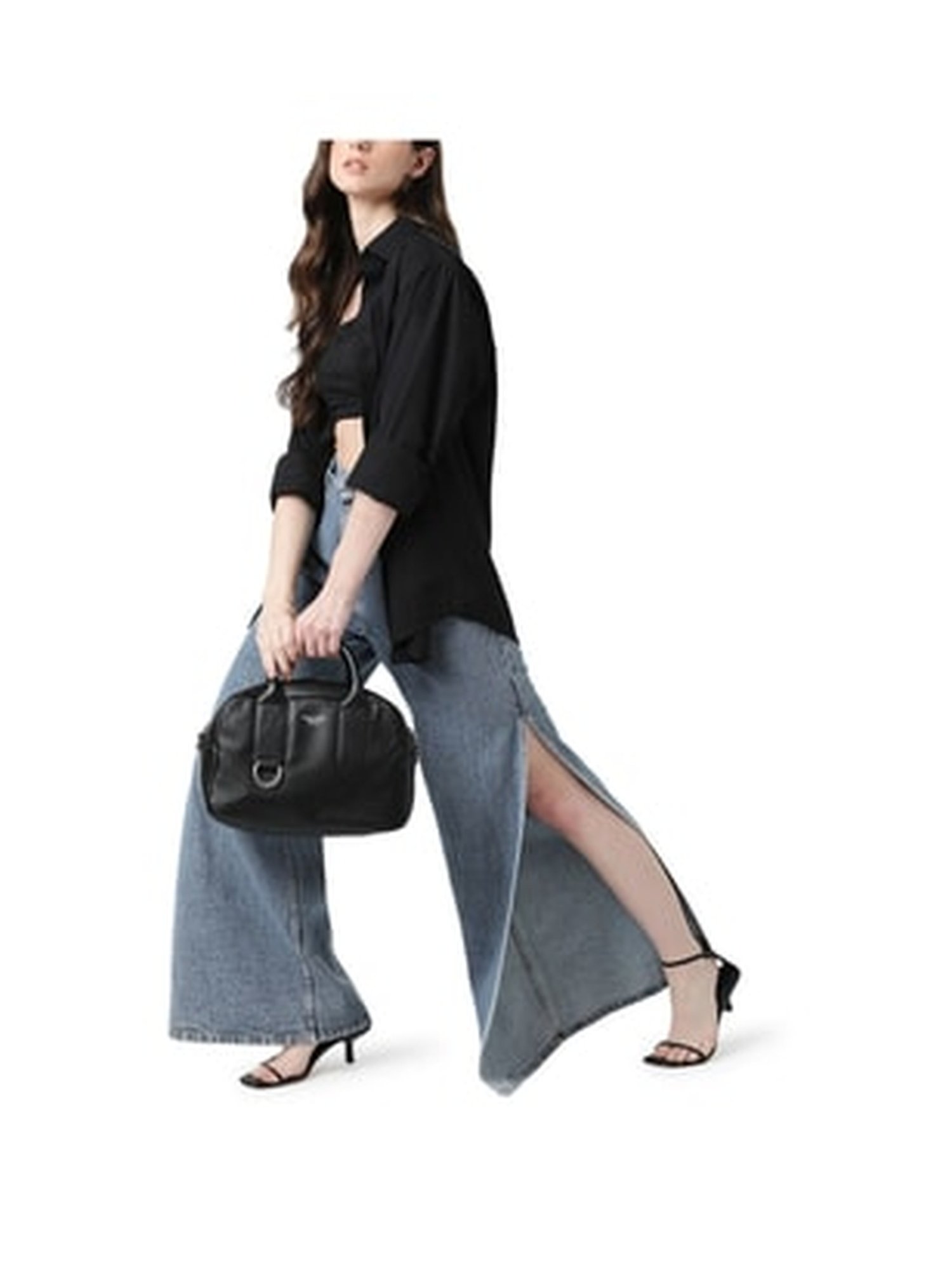 Calvin Klein Jeans Black Solid Medium Handbag