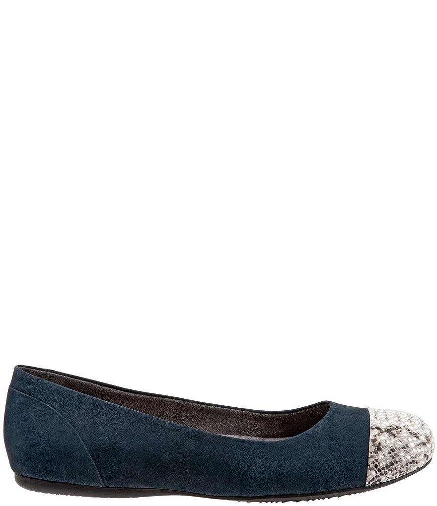 SoftWalk Sonoma Suede & Leather Cap Toe Ballet Flats