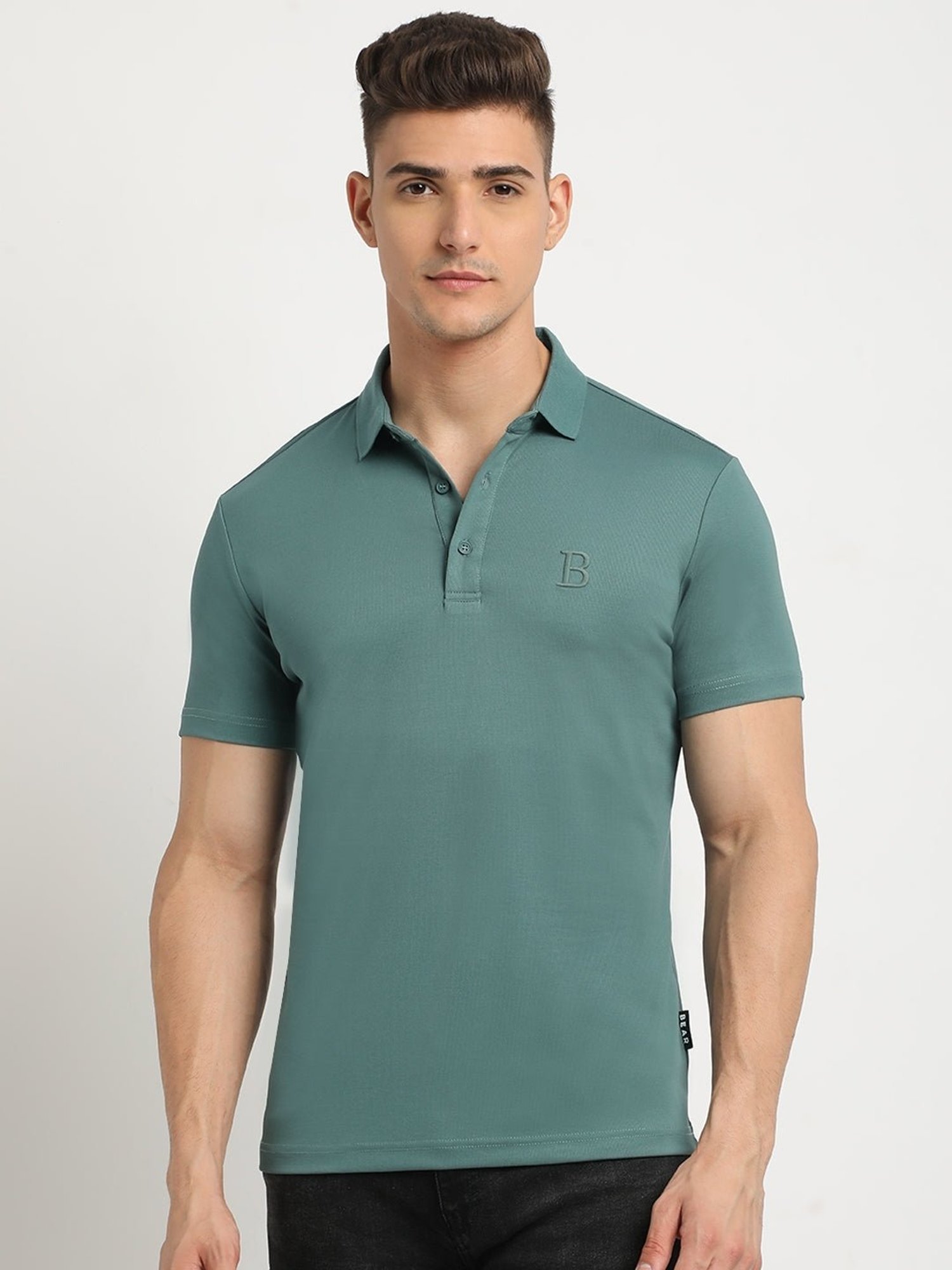 The Bear House Green Slim Fit Polo T-Shirt
