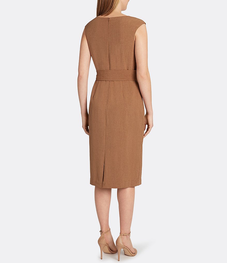 Tommy Hilfiger Paisley Chiffon Smocked Sleeveless Mock-Neck Midi A-Line Dress