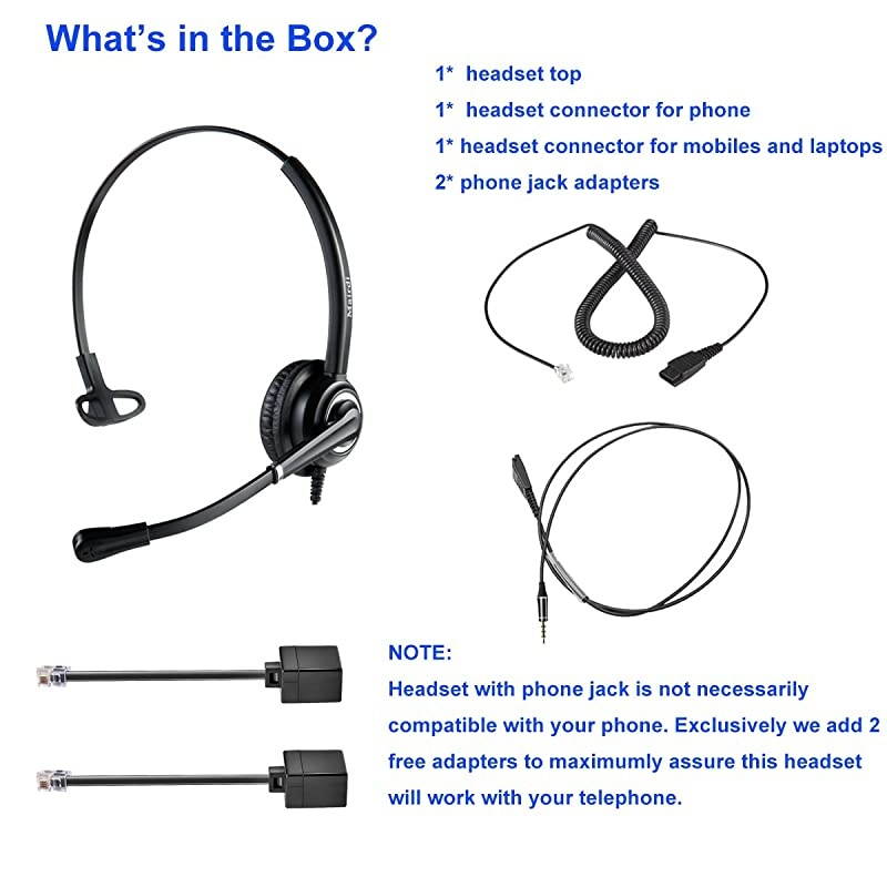 Headset with RJ9 Jack & 3.5mm Connectors for Landline Deskphone Cell Phone PC Laptop, Office Headset for Cisco IP Phone Call Center Office, Work for Cisco 7941 7965 6941 7861 8811