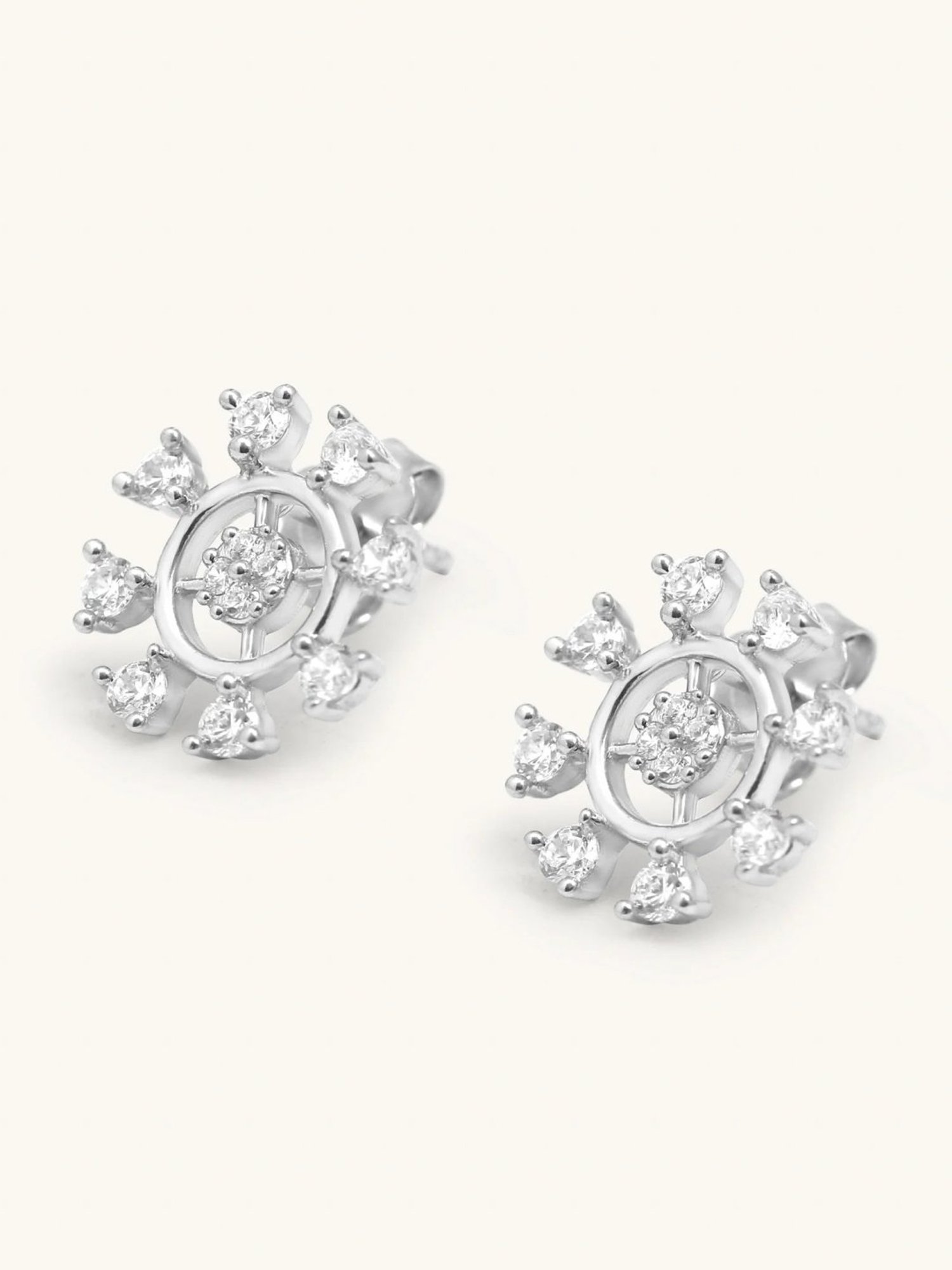 Mabel 92.5 Sterling Silver Studded 8 Stone Stud Earrings for Women