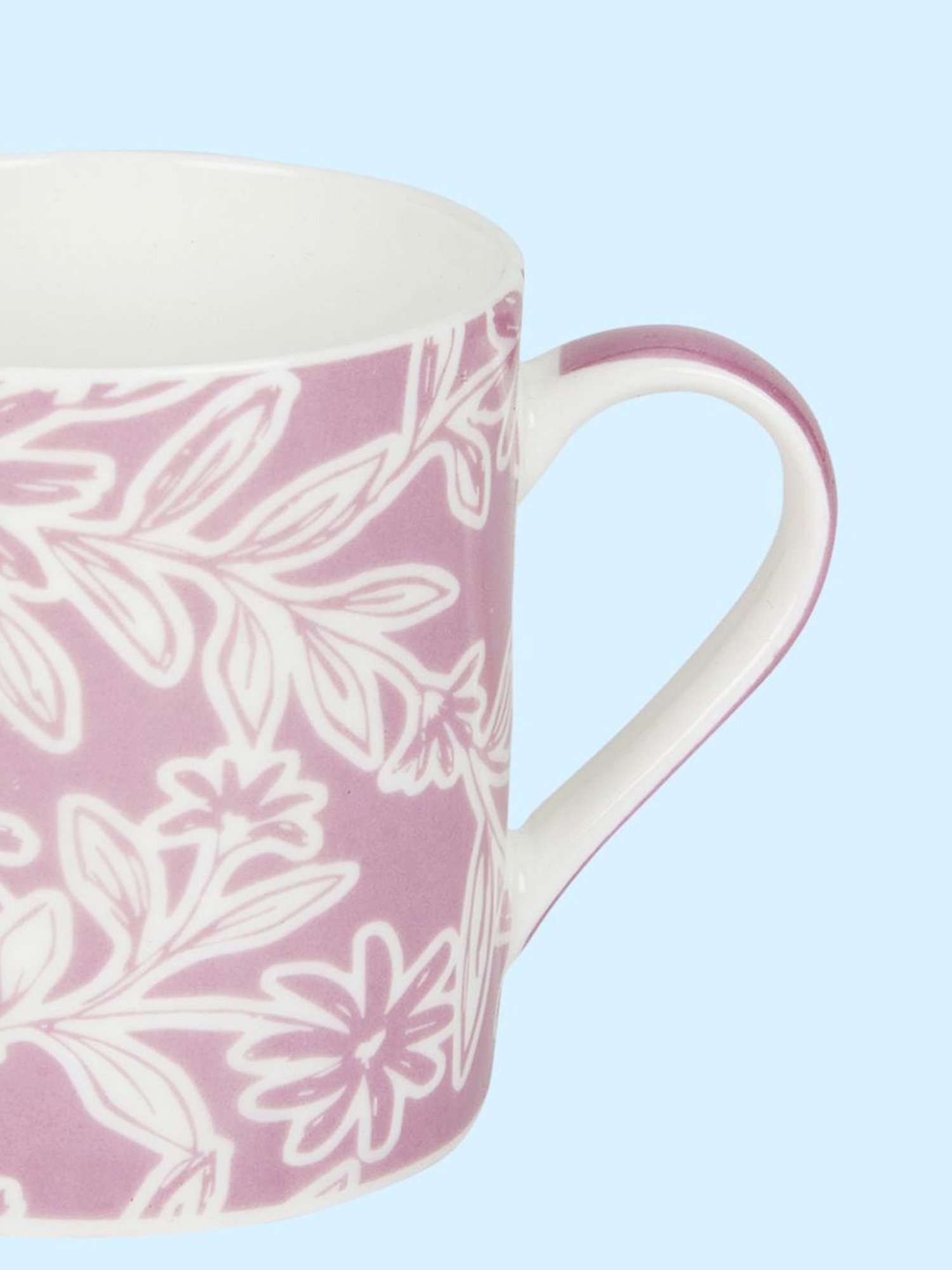 Living Scapes by Pantaloons Pink Bone China Tea Coffee Mugs (0.21 L) - Set of 2