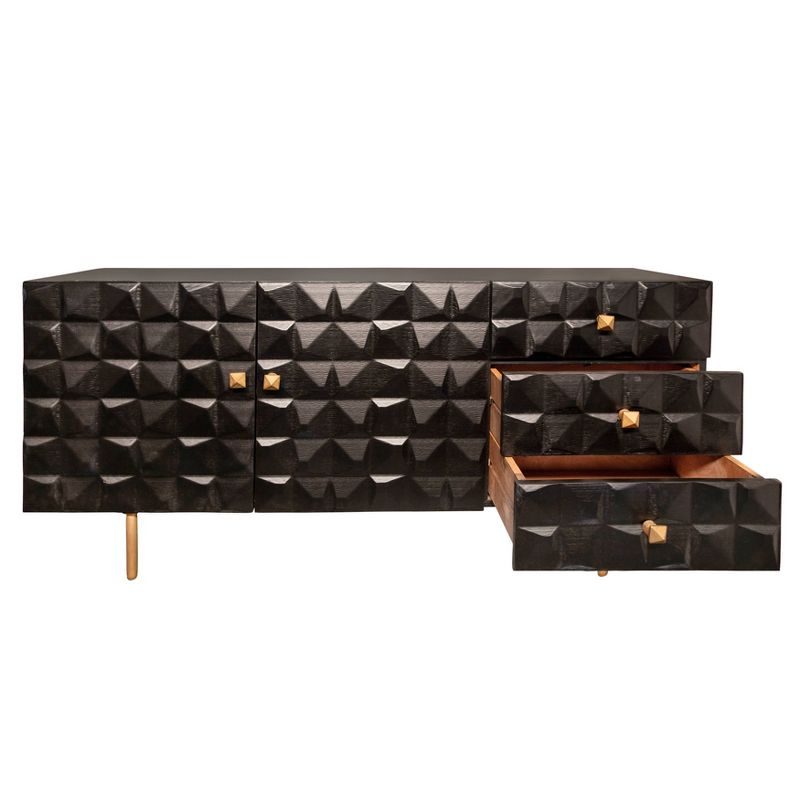 63"x30" Wood 3 Drawer Sideboard Black - Sagebrook Home