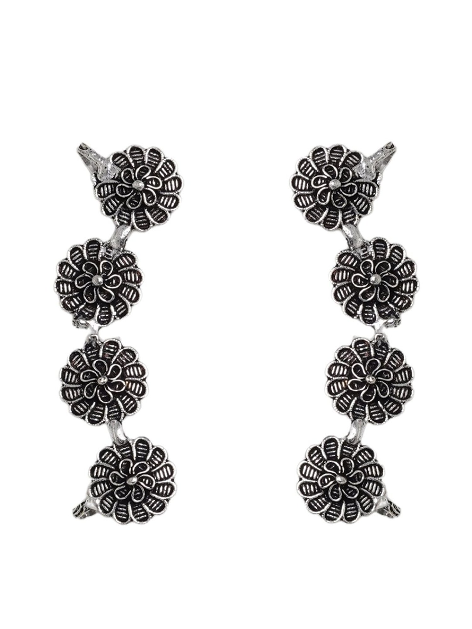 Teejh Ethnic Rashtri Silver Oxidized Ear Cuff Earrings