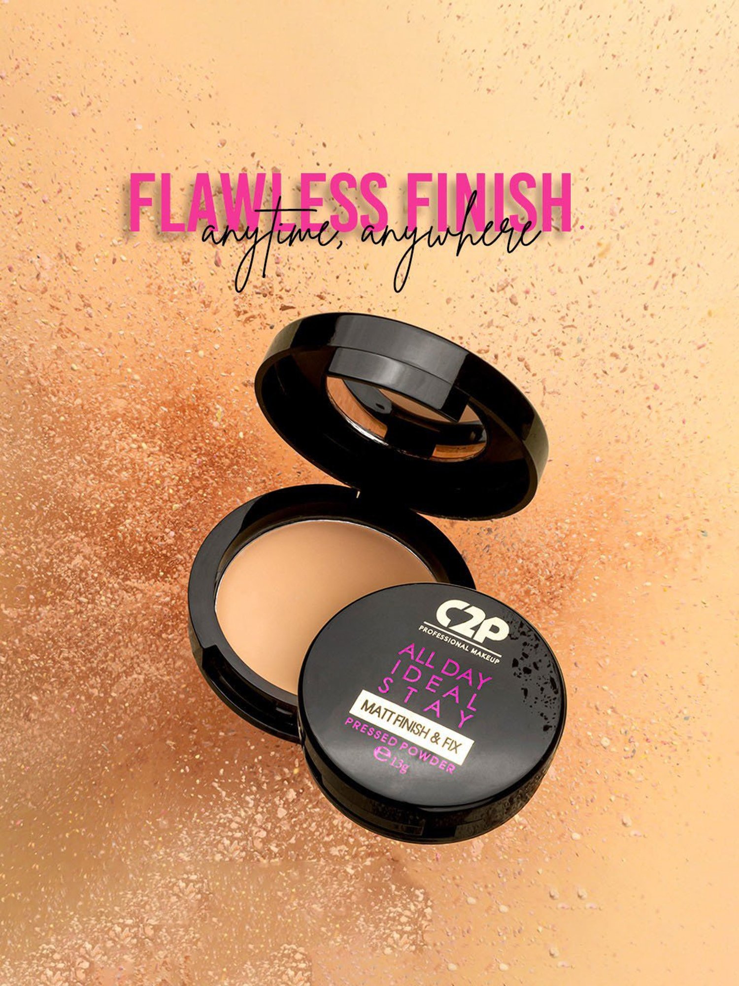 C2P PROFESSIONAL MAKEUP All Day Ideal Stay Matt Finish & Fix Pressed Powder Banana 05 - 13 gm