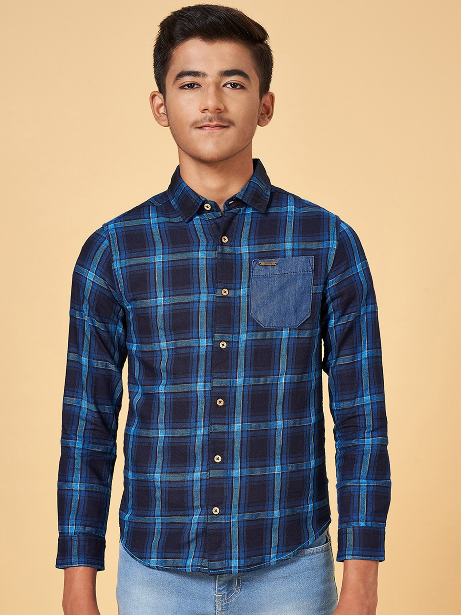 Coolsters by Pantaloons Kids Indigo Checks Full Sleeves Shirt