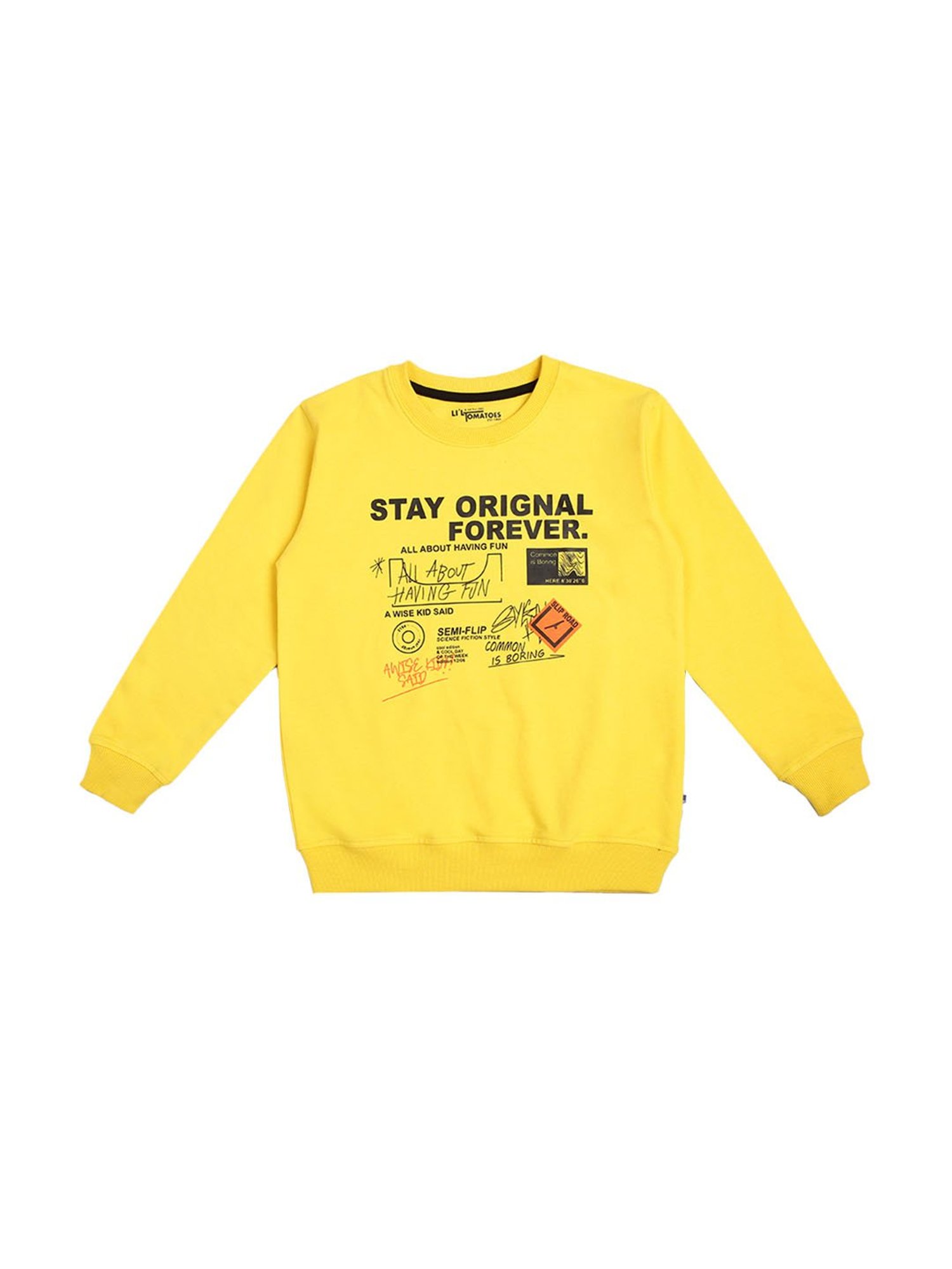 Li'l Tomatoes Kids Yellow Graphic Print Sweatshirt