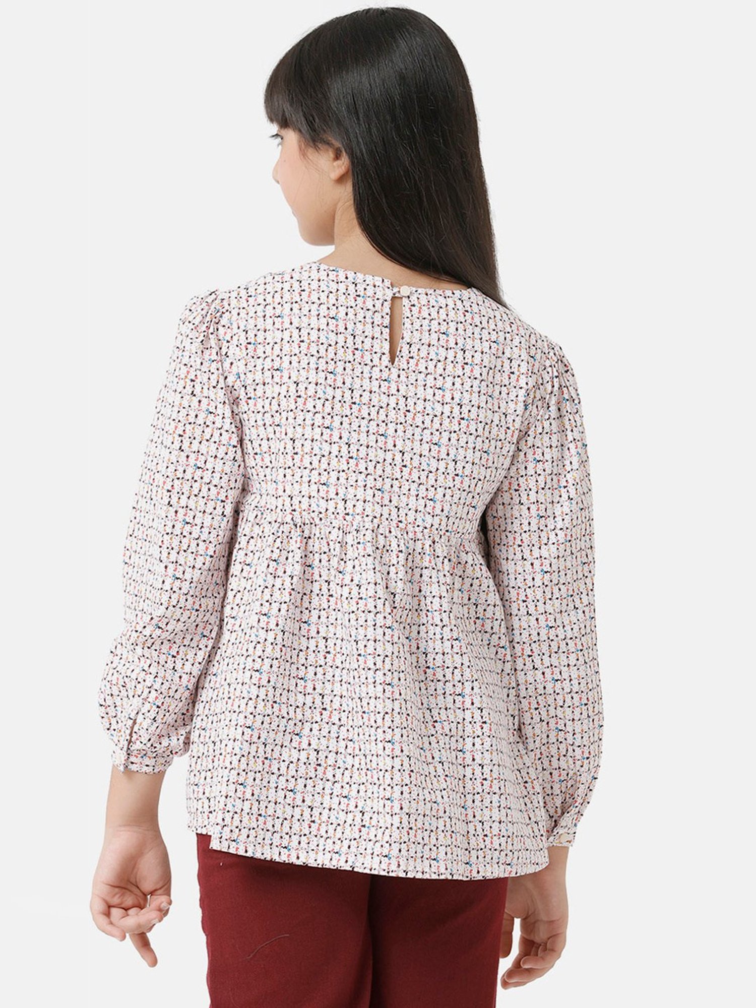 Under Fourteen Only Kids Peach Printed Full Sleeves Top