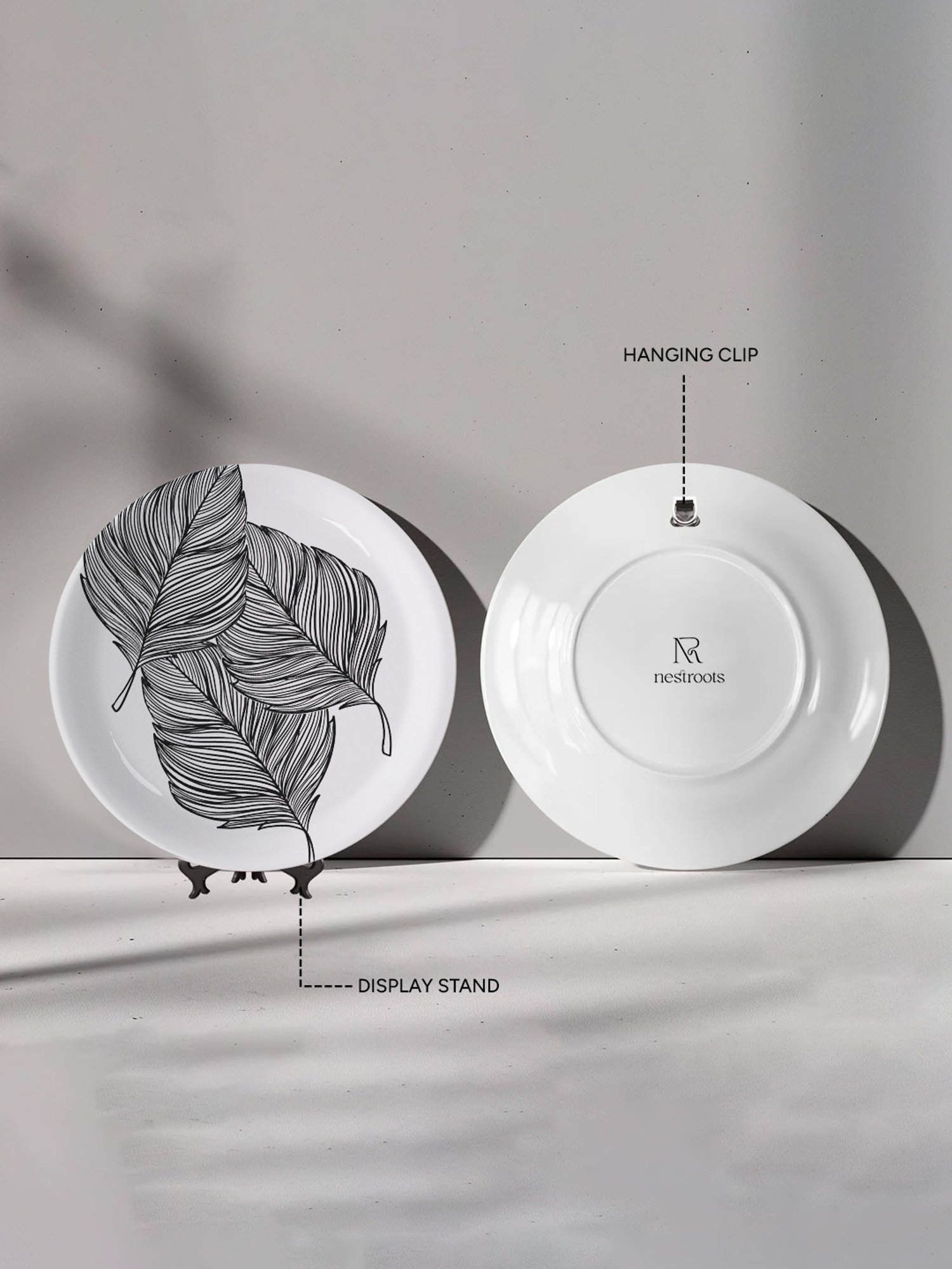 Nestroots Pen & Ink Poetry Black & White Porcelain Decorative Wall Plate