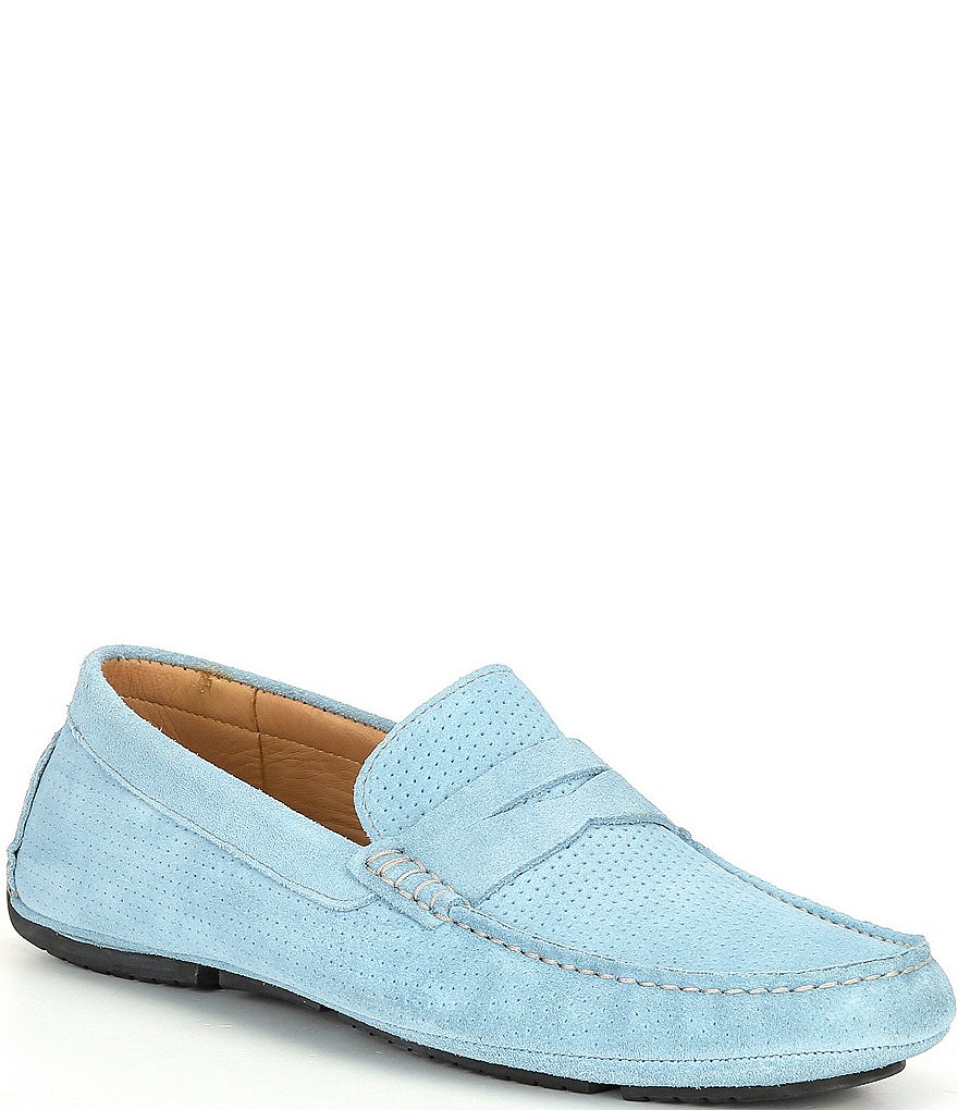 Flag LTD. Men's Morgan Kidsuede Leather Perforated Penny Loafer Moccasins