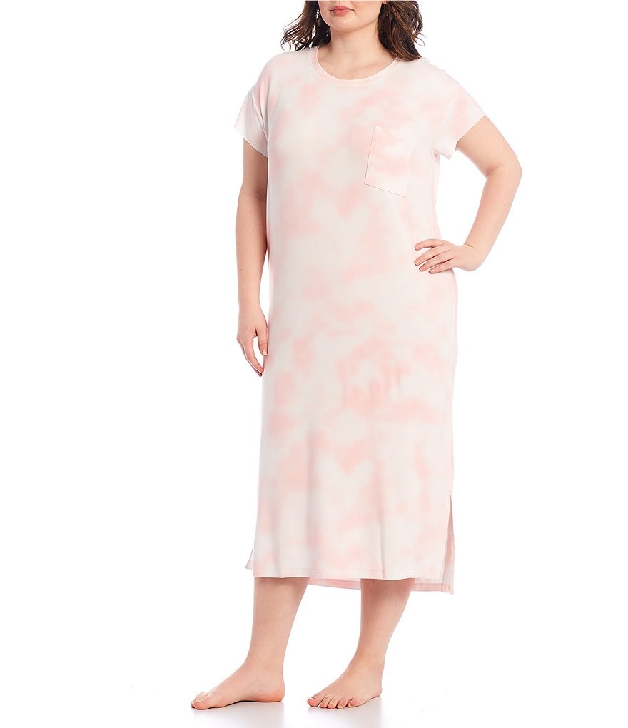 Jasmine & Ginger Plus Cloud Print Baby Terry Midi Lounge Dress